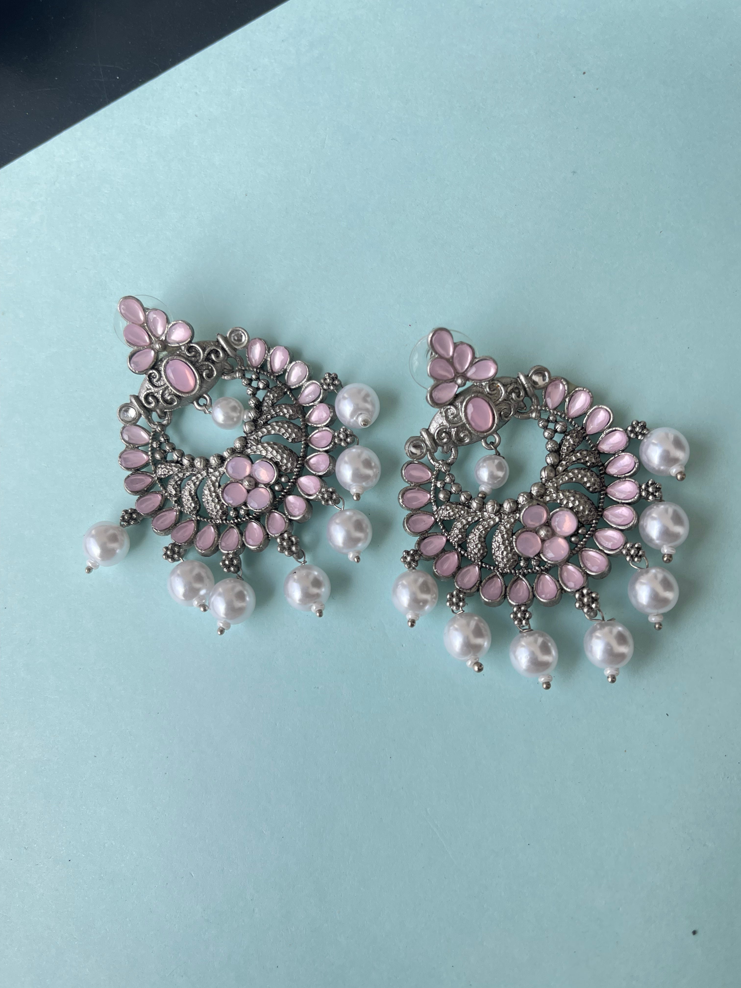 Oxidised chandbali earrings