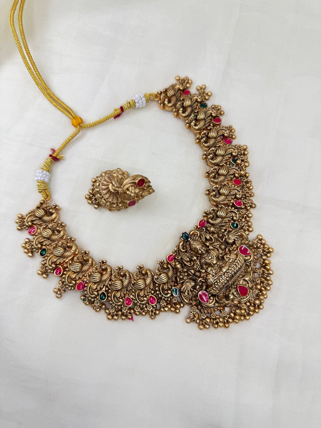 Ns287 multi Lakshmi Devi neckset with earrings