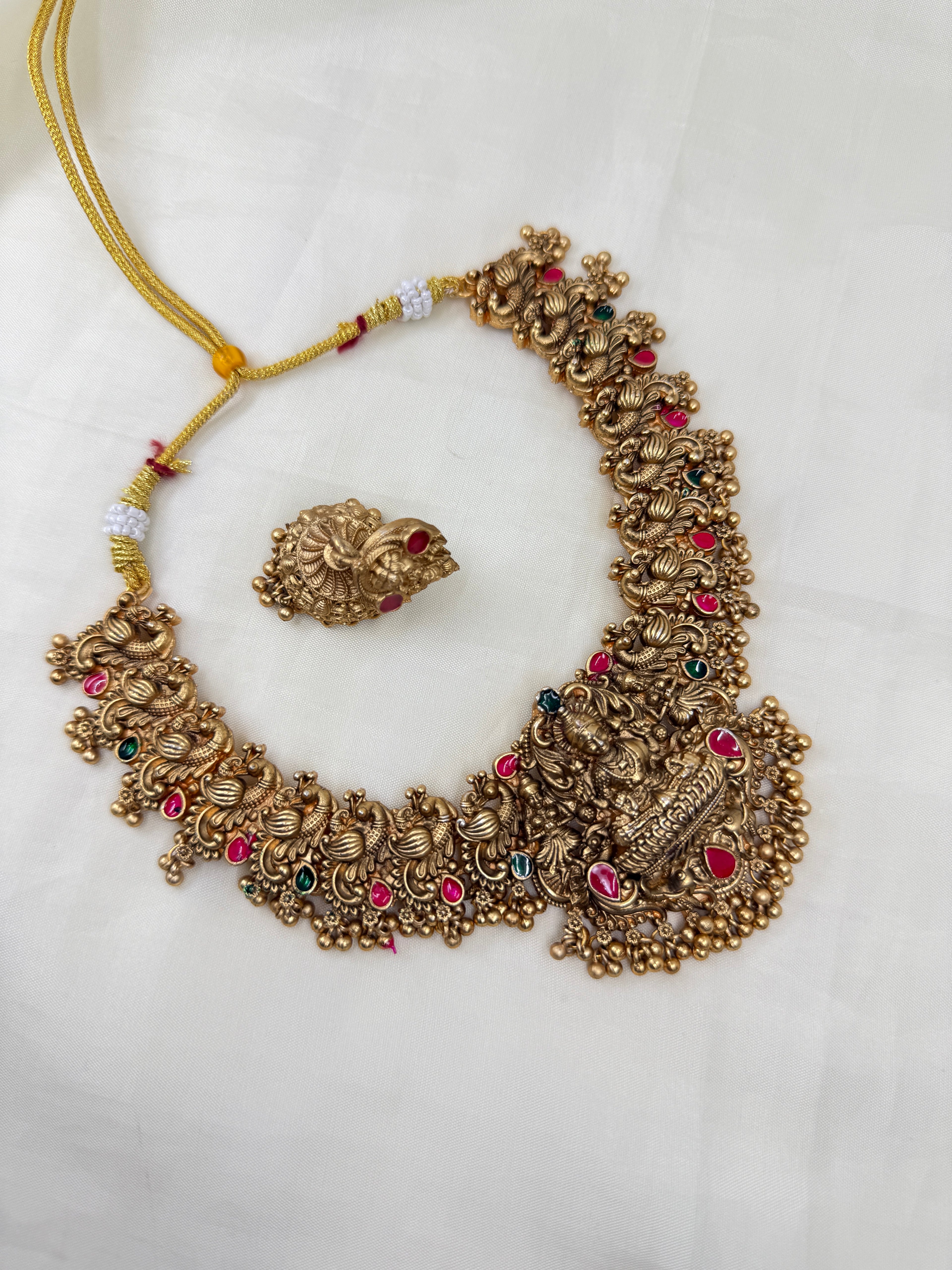 Ns287 multi Lakshmi Devi neckset with earrings