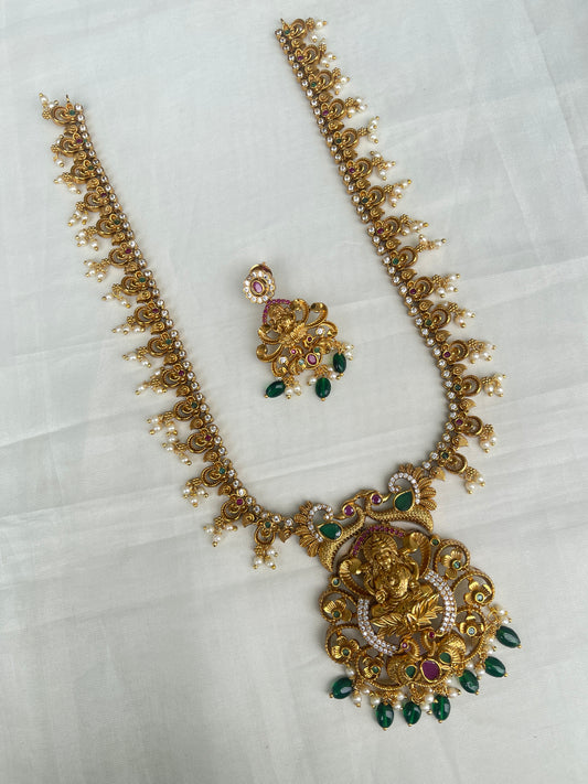 Lh1582 Lakshmi Devi haram with green beads