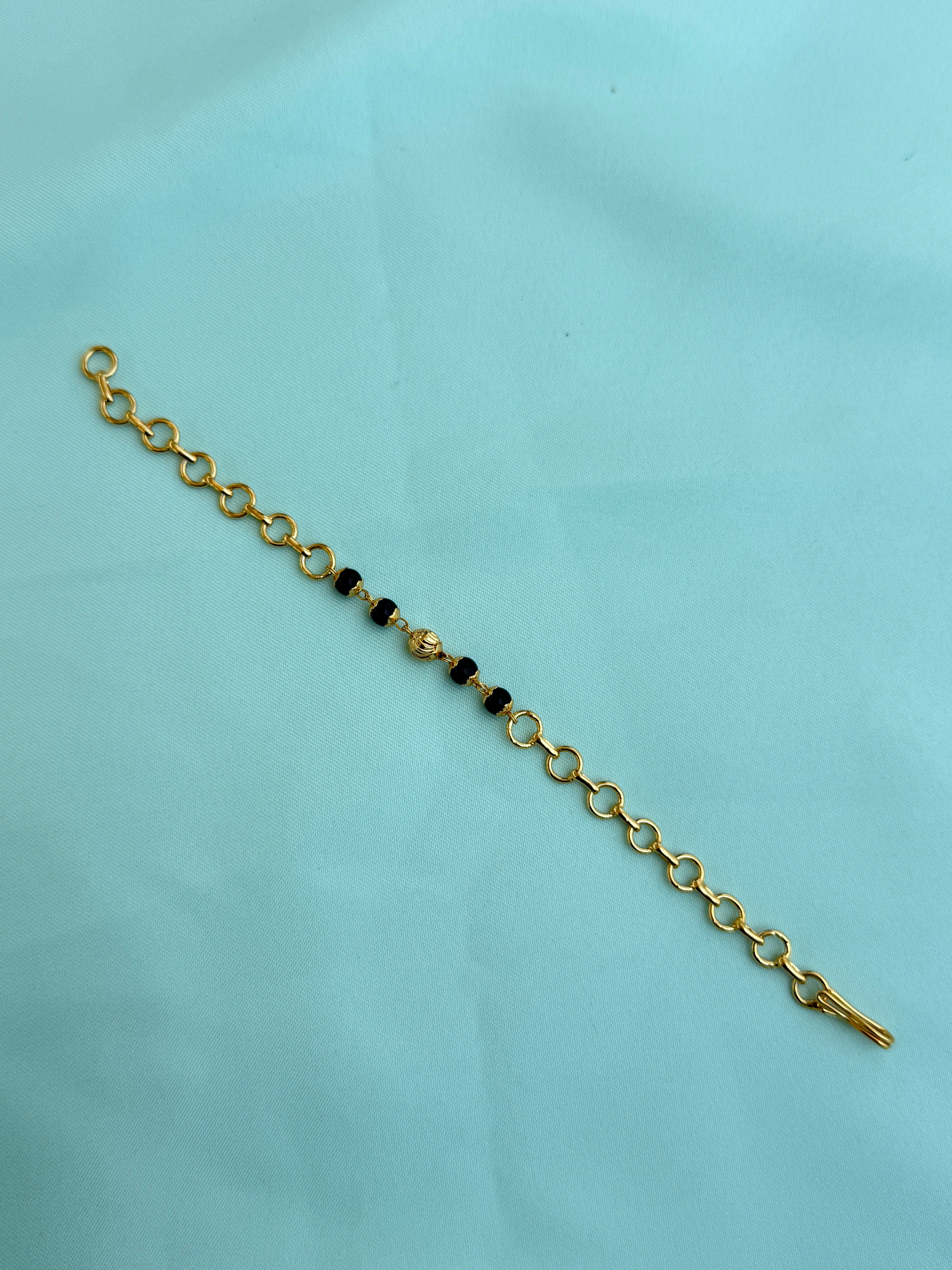 Bb539 panchaloham black beads bracelet suits for new born to 2.2 size