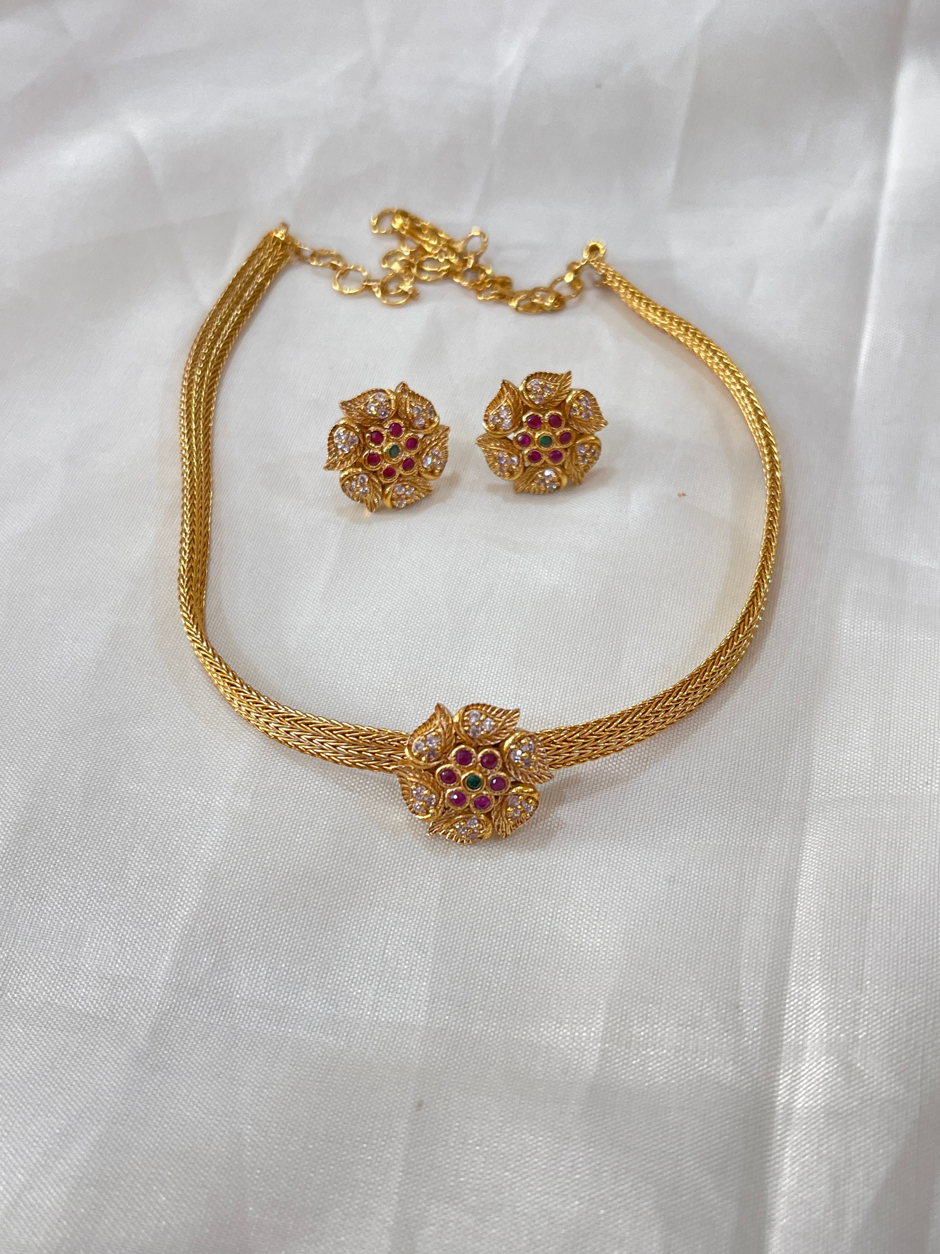 small flower choker with studs suits for kids too