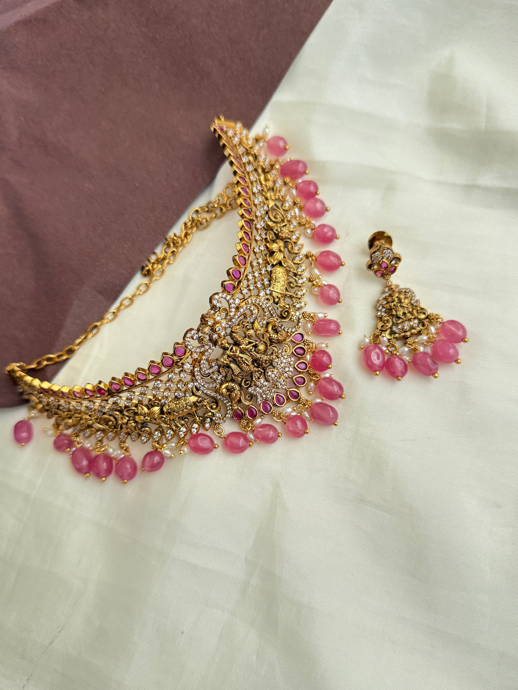 Ch014 lord Krishna and cows choker with earrings