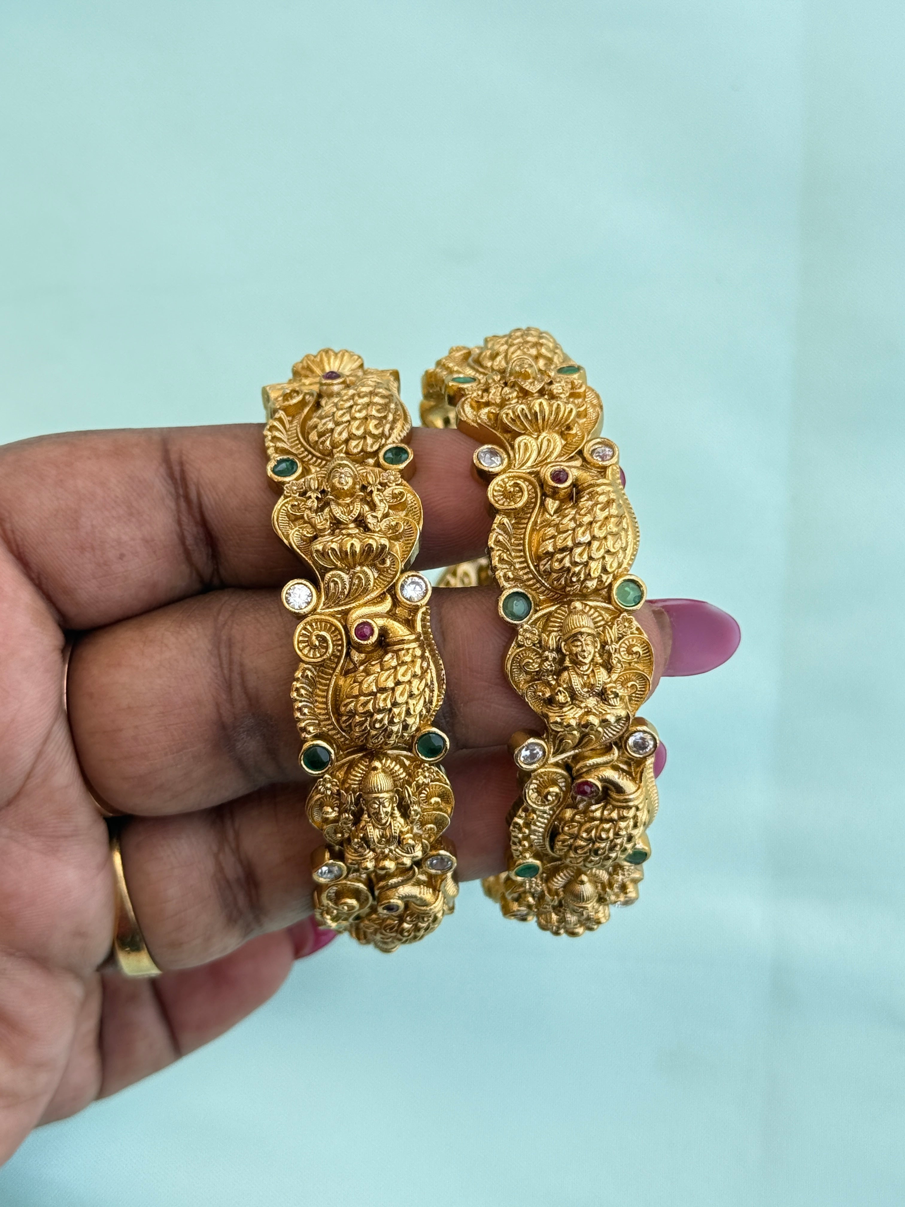 Sb619 lakshmi devi peacock openable kada bangles