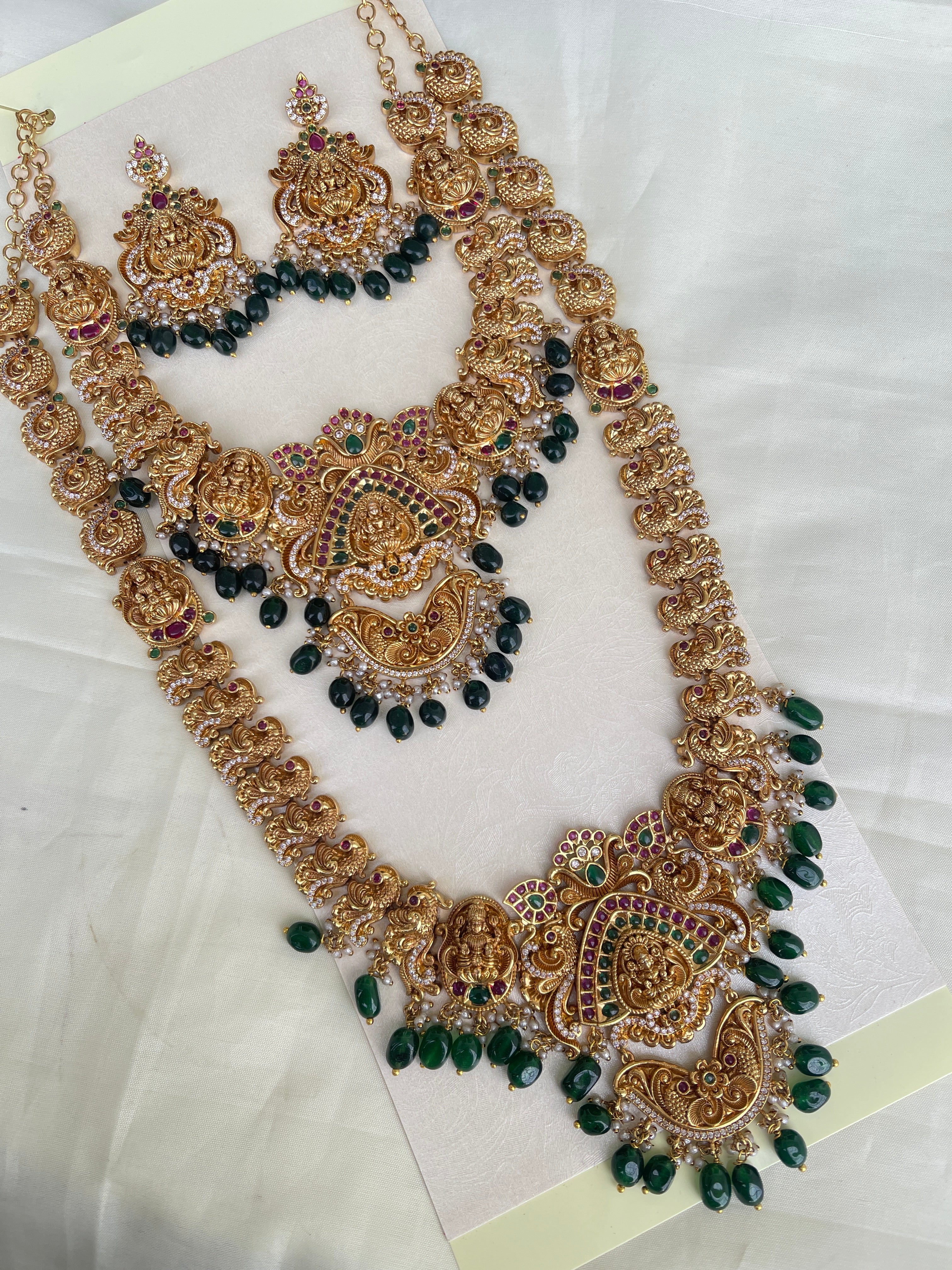Nakshi combo..! Small neckset and long haram with earrings