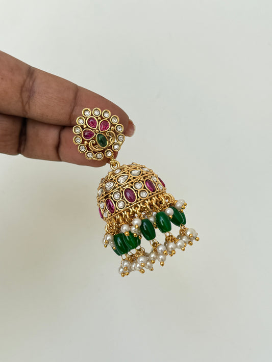 Er5062 kemp kundan heavy butta earrings