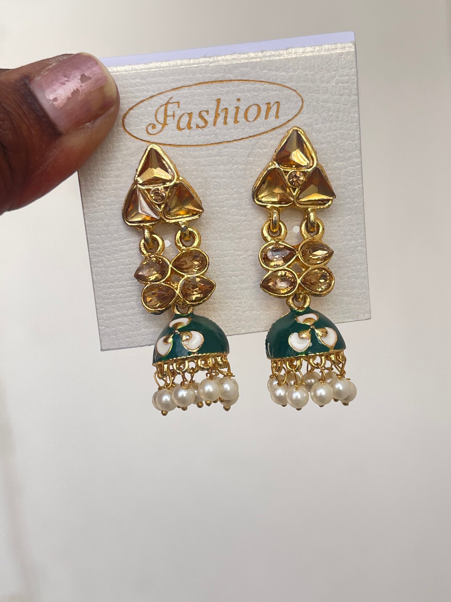 Triangle butta small Meenakari earrings