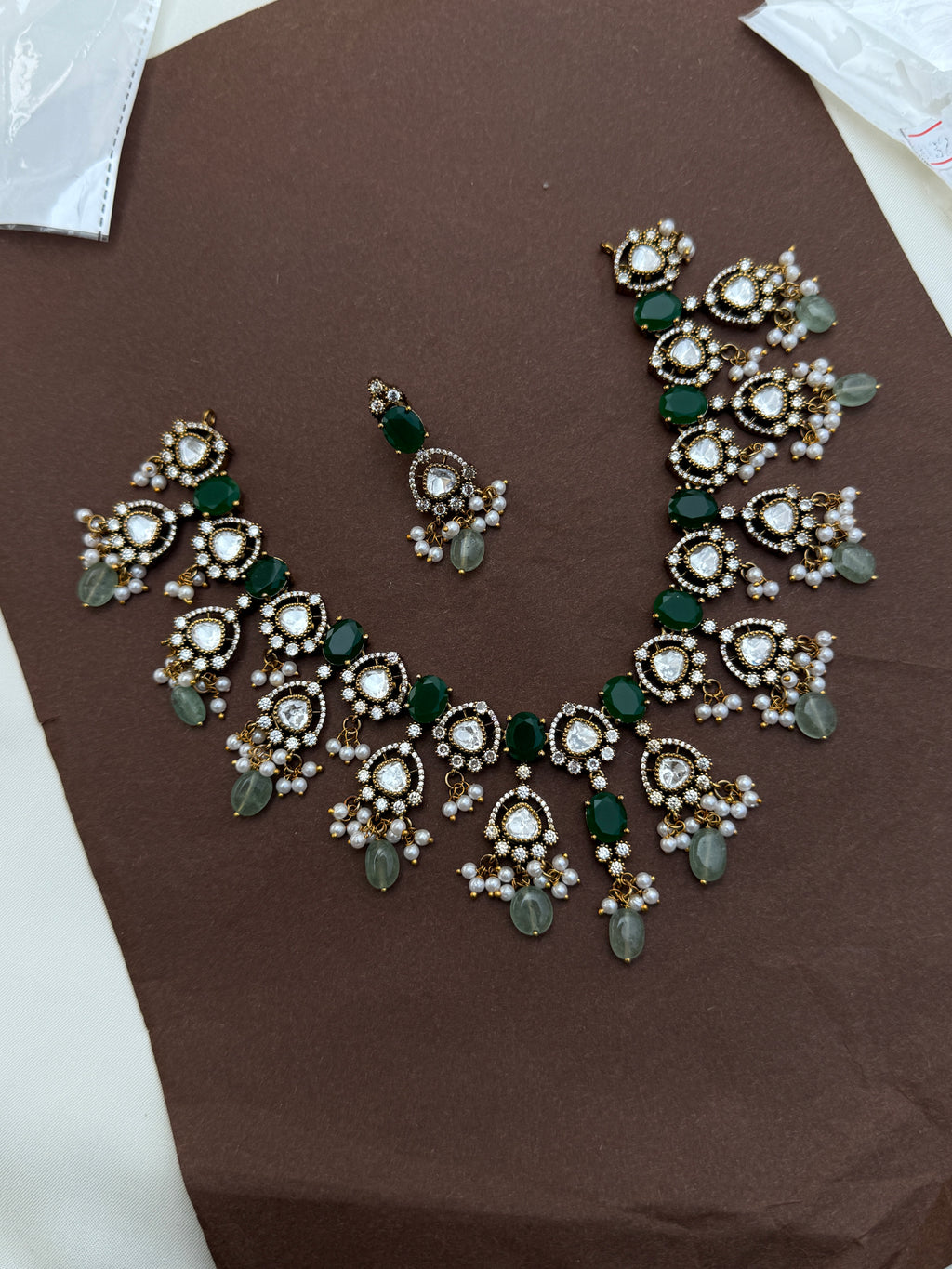 Ns710 moissanite emerald heavy Neckset