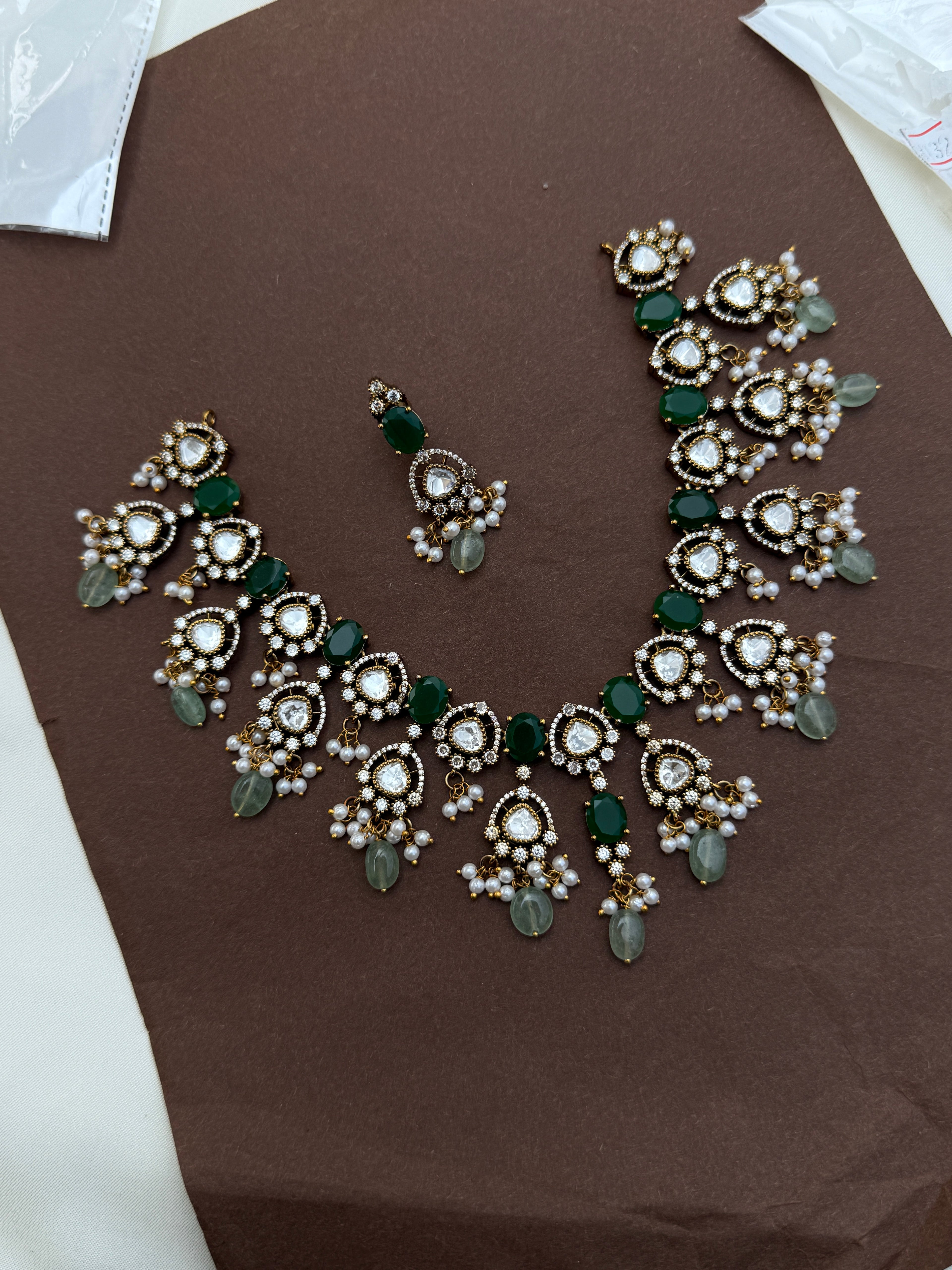 Ns710 moissanite emerald heavy Neckset
