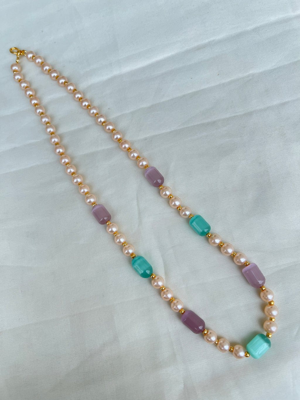 Pastel beads with pearl single line beads pp001
