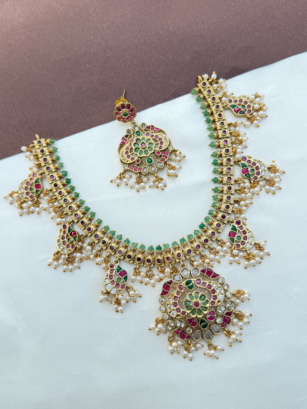 Ns572 jadau Kundan guttapusalu neckset