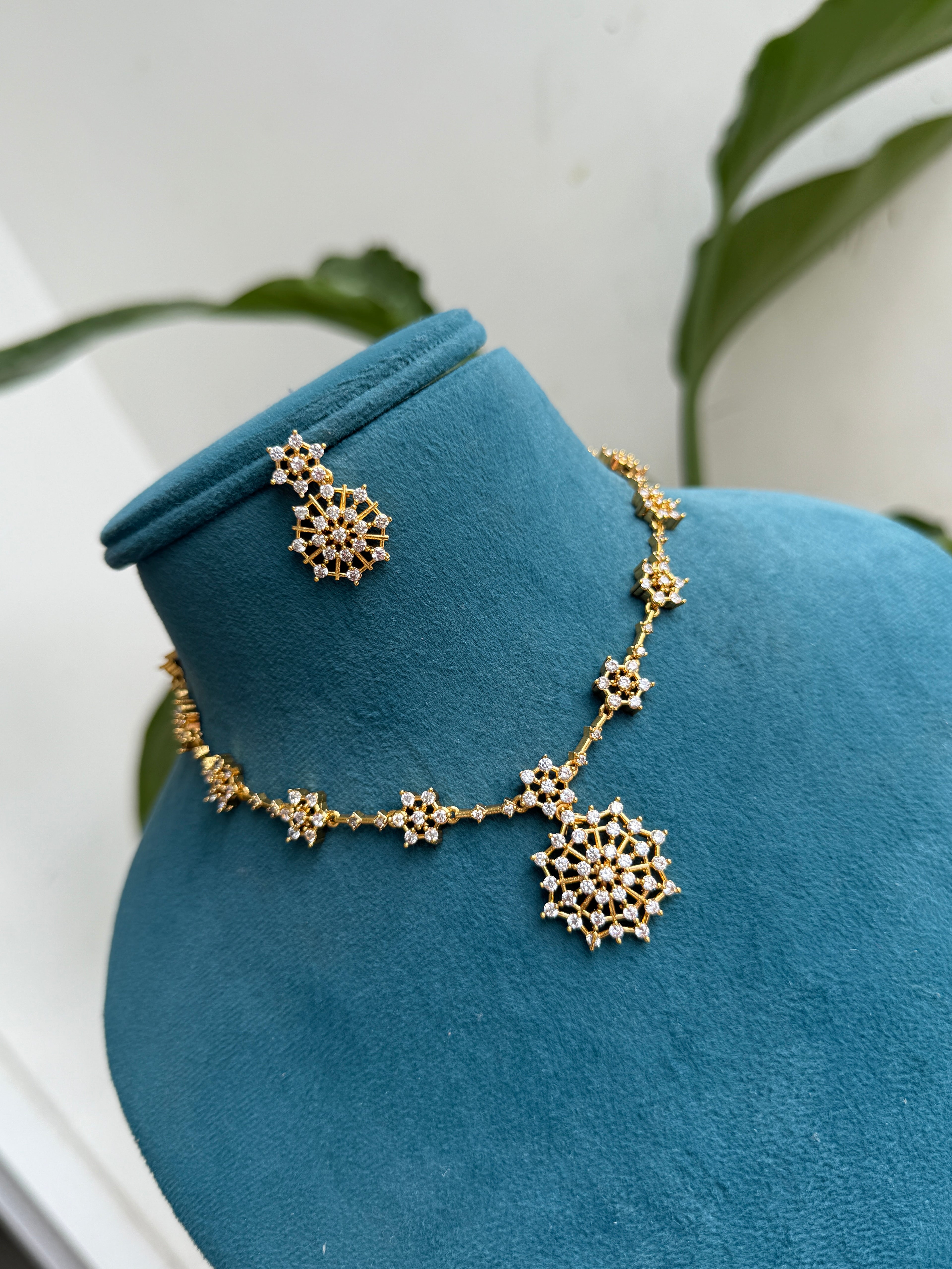 Ns464 simple white stones neckset with earrings