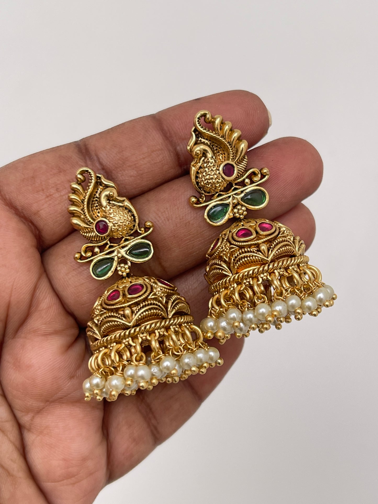 Peacock multi antique butta earrings