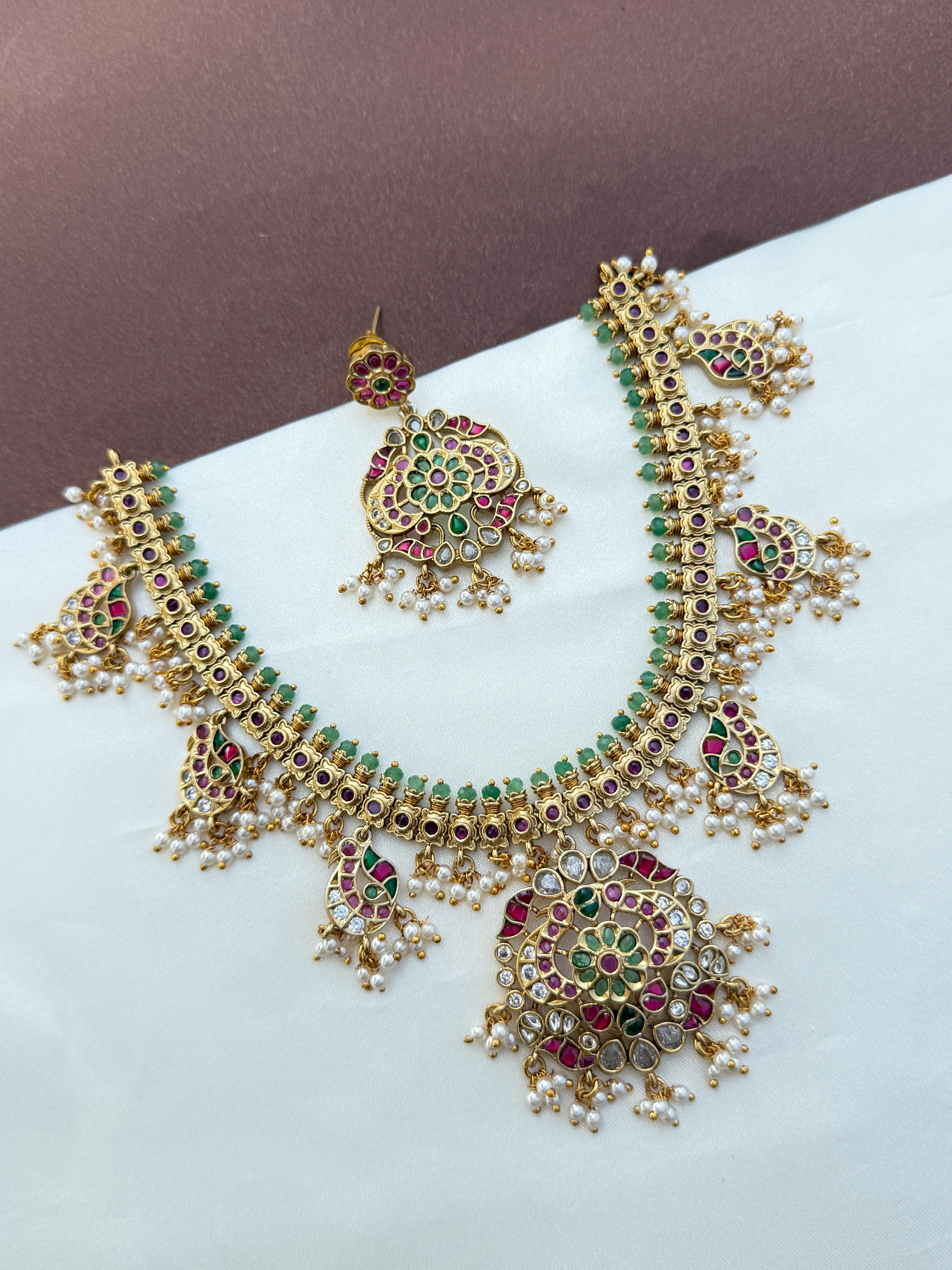 Ns572 jadau Kundan guttapusalu neckset