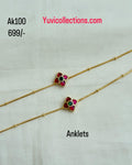 AK100 jadau Kundan flower anklets
