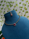 Simple Diamond polish short Neckset with Earrings Ns940