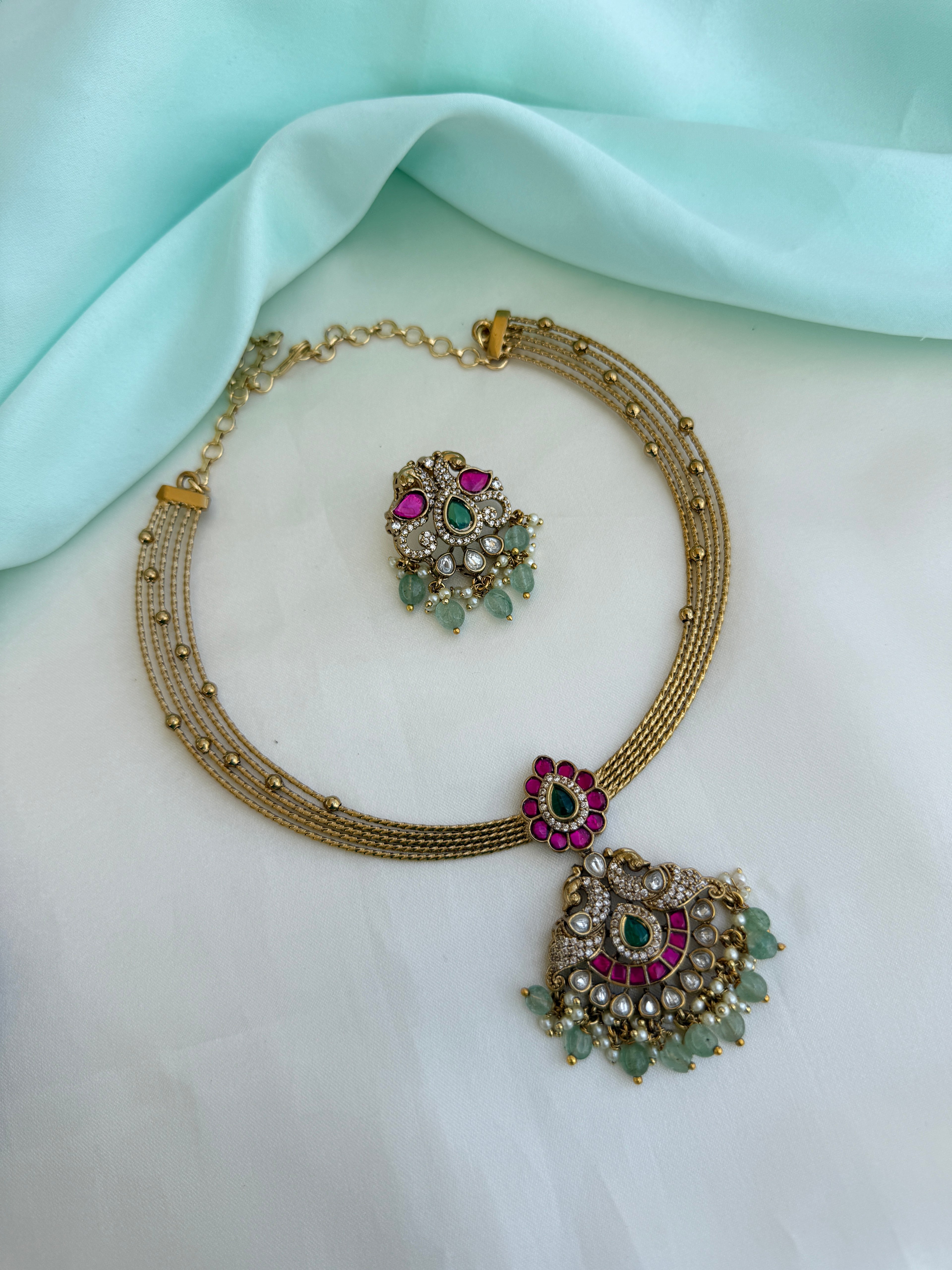 Choker Kundan neckset with floral earrings ns277