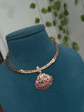 Ph394 panchaloham polished pink stones Kante neckset