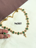 Ns307 green cz short neckset suits for kids and adults