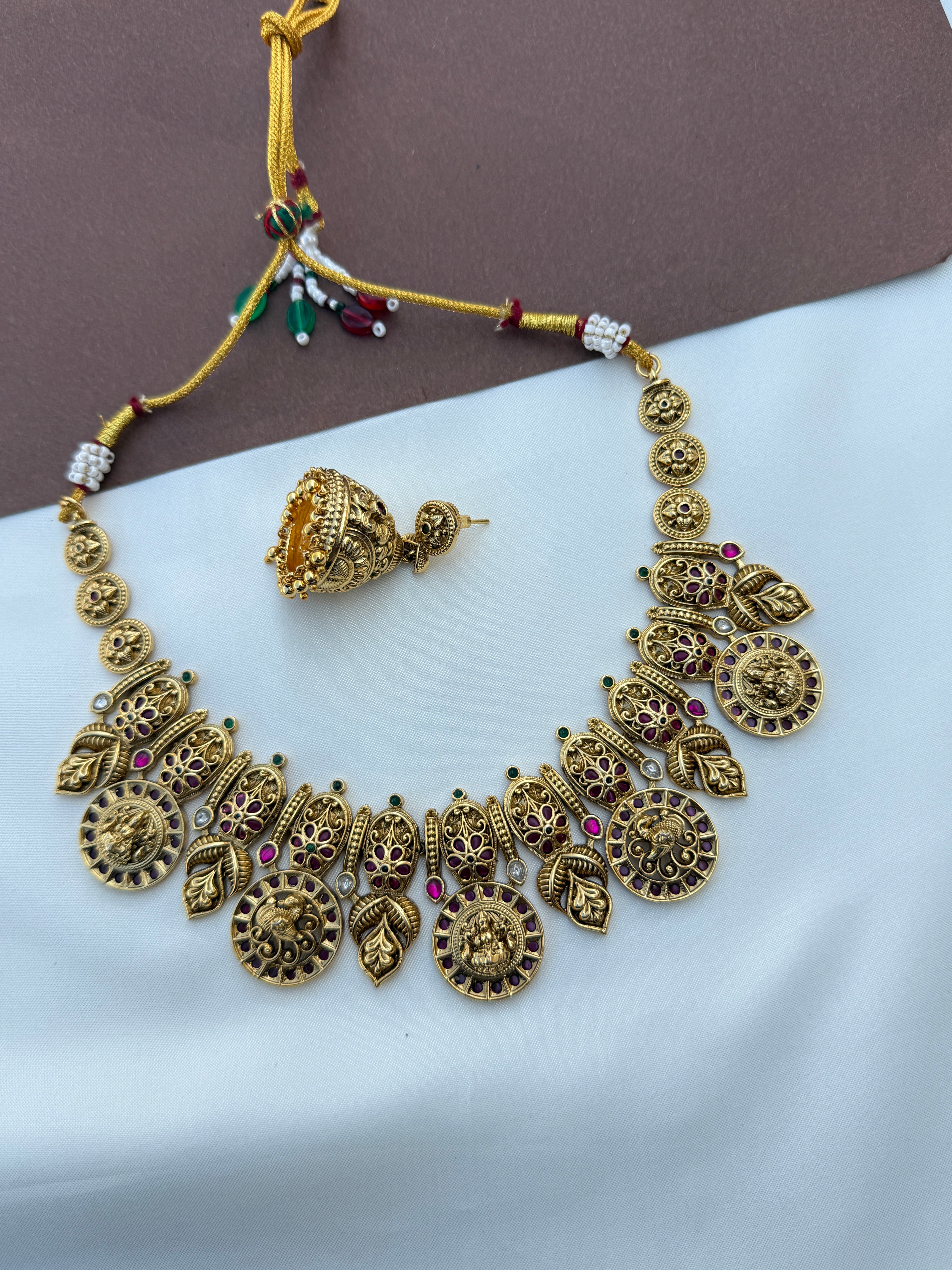 Ns643 Lakshmi devi jadau kundan kasu neckset