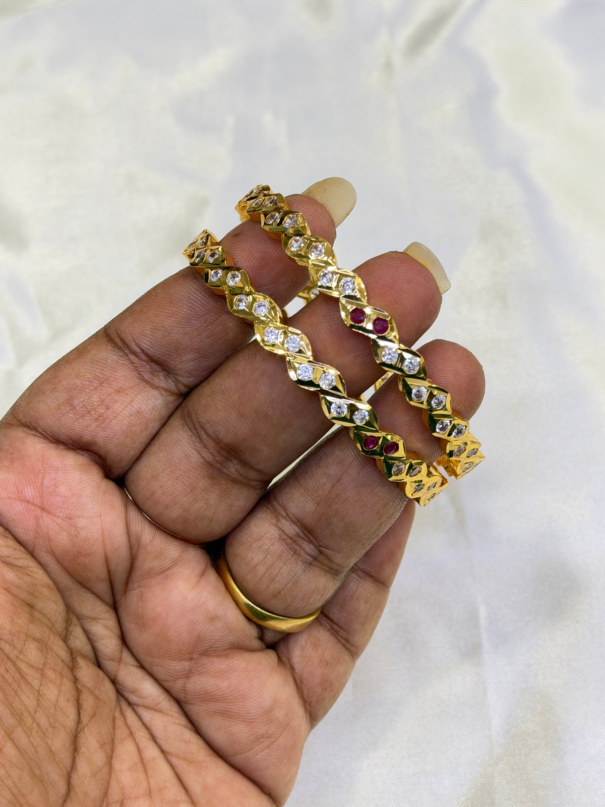 Ph823 Panchaloham polished stone bangles
