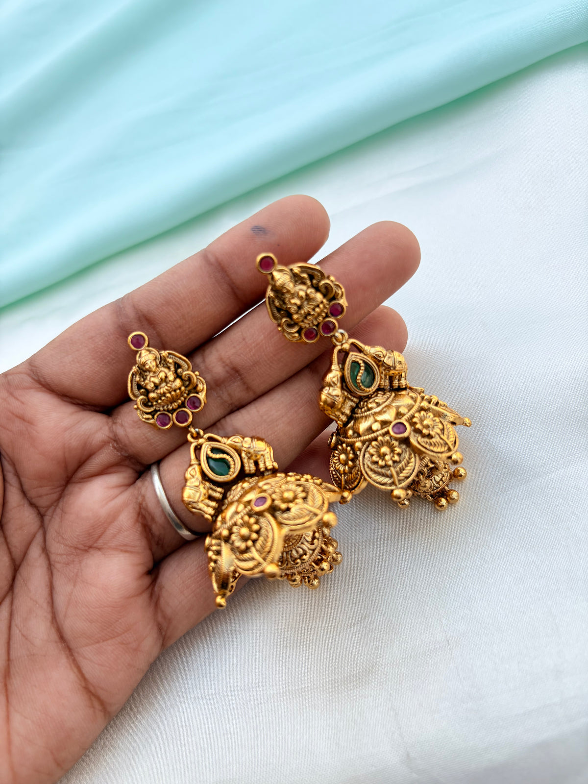 Matt gold Lakshmidevi butta earrings Er956