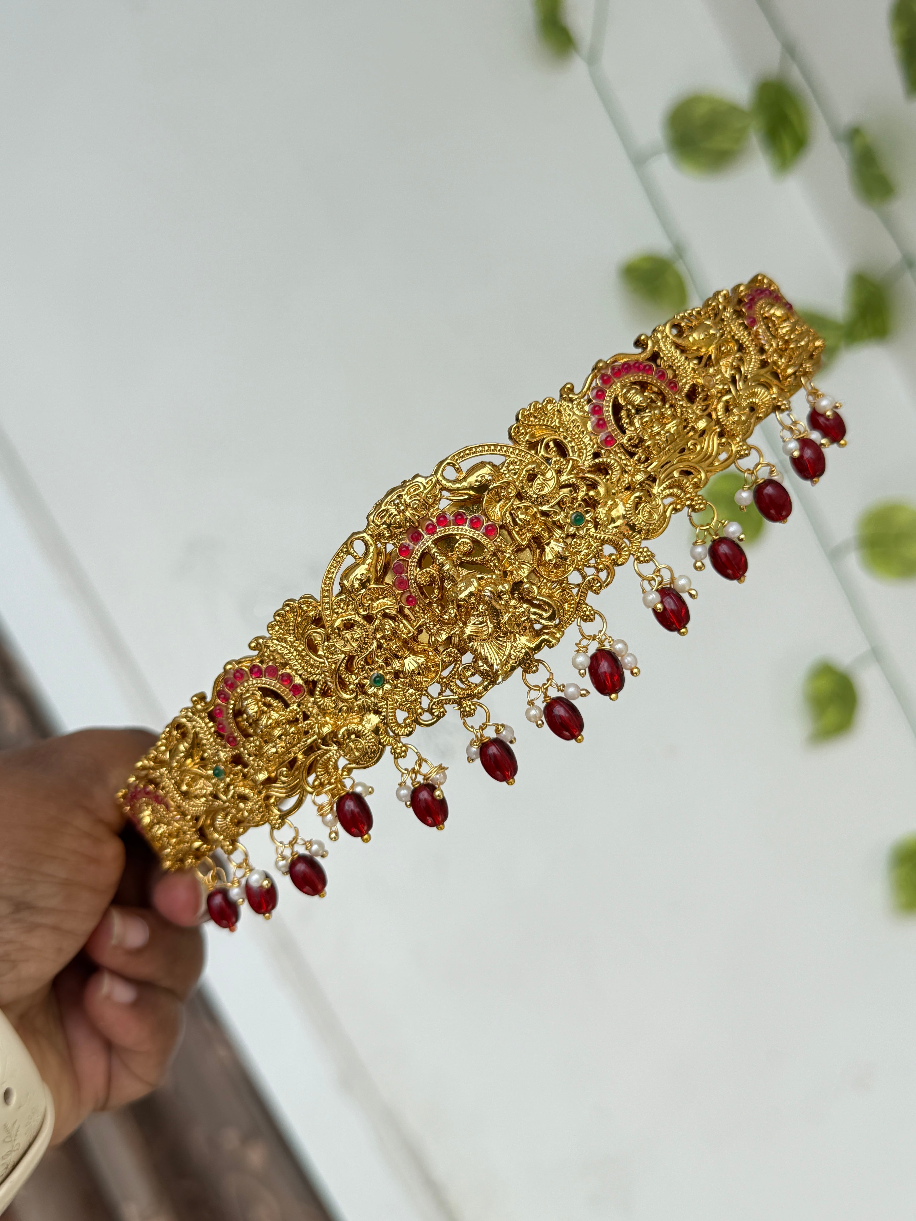 Hb699 Lakshmi Devi peacock plain beads kids hipbelt