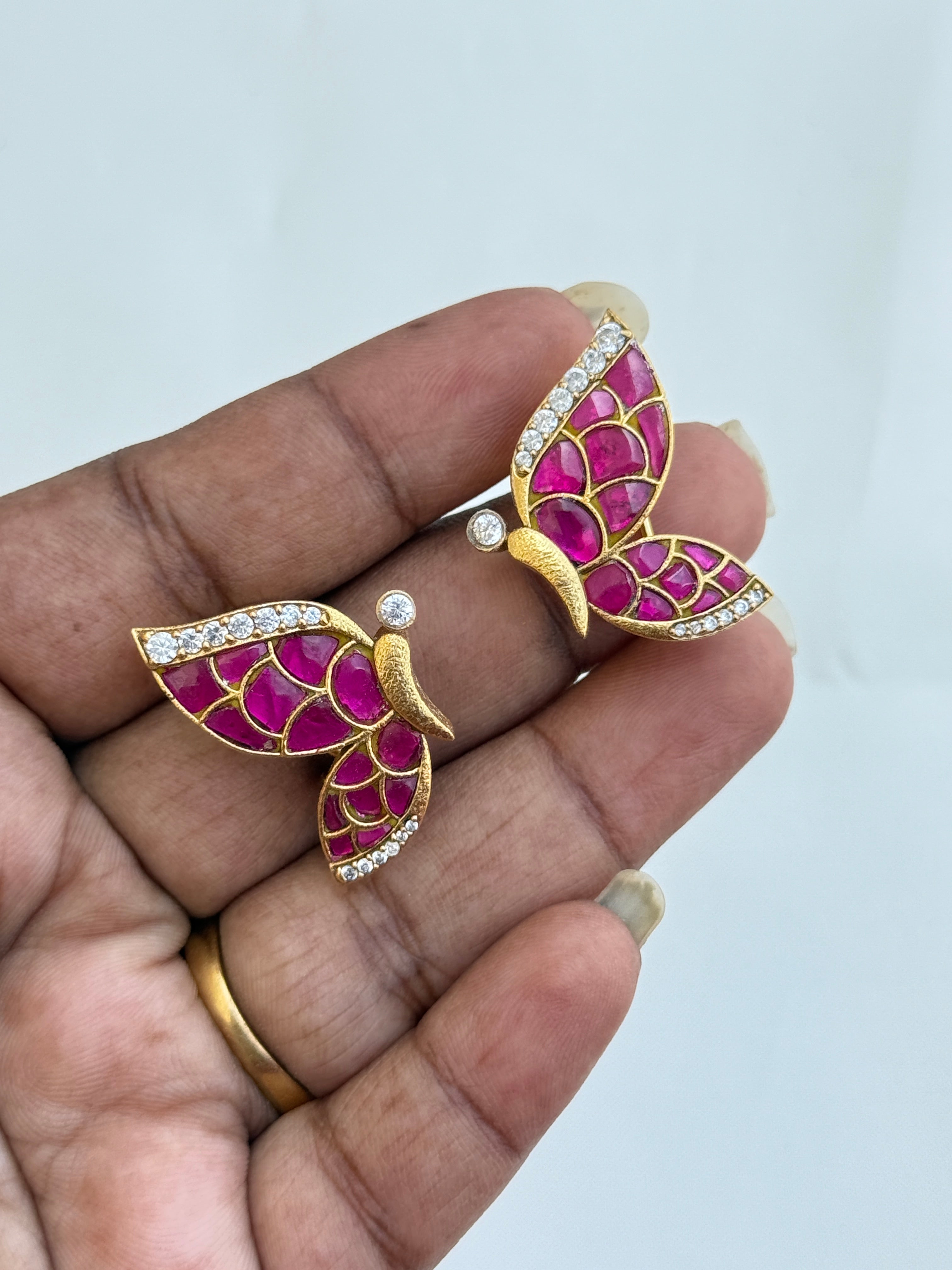 St023 jadau kundan butterfly stud
