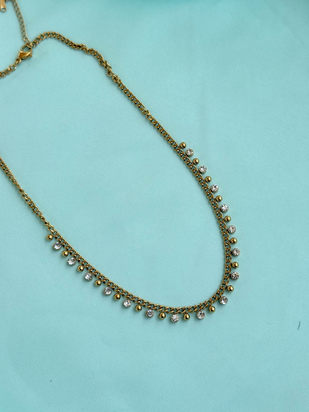 DC096 anti tarnish gold bolls and stones 18inches adjustable daliy wear chains