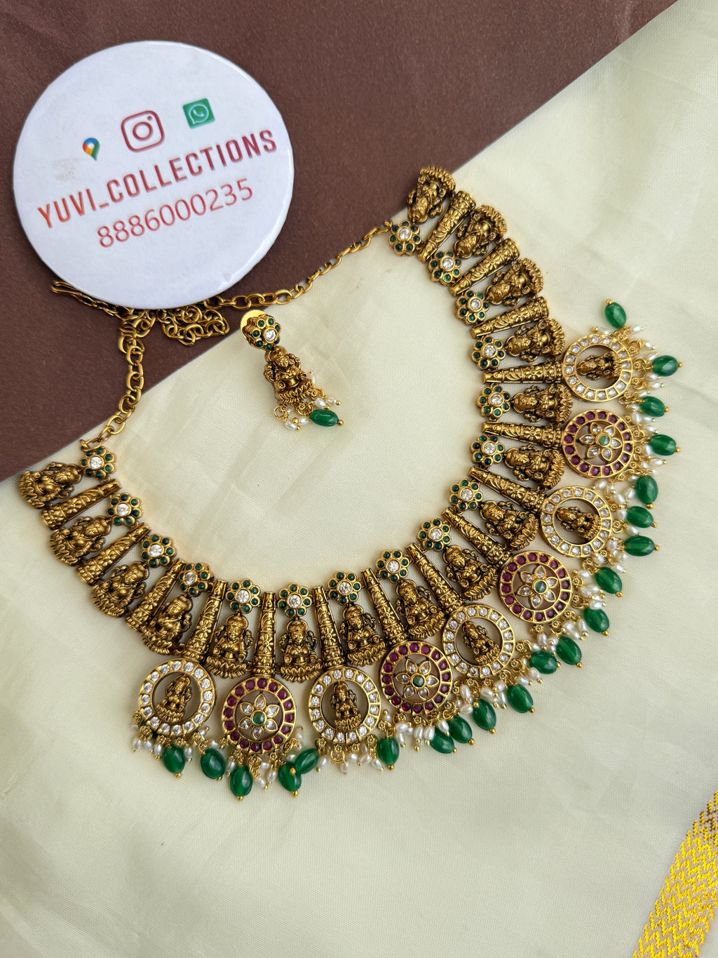 Ns319 bottumala Kemp uncuts Lakshmi Devi nakshi neckset