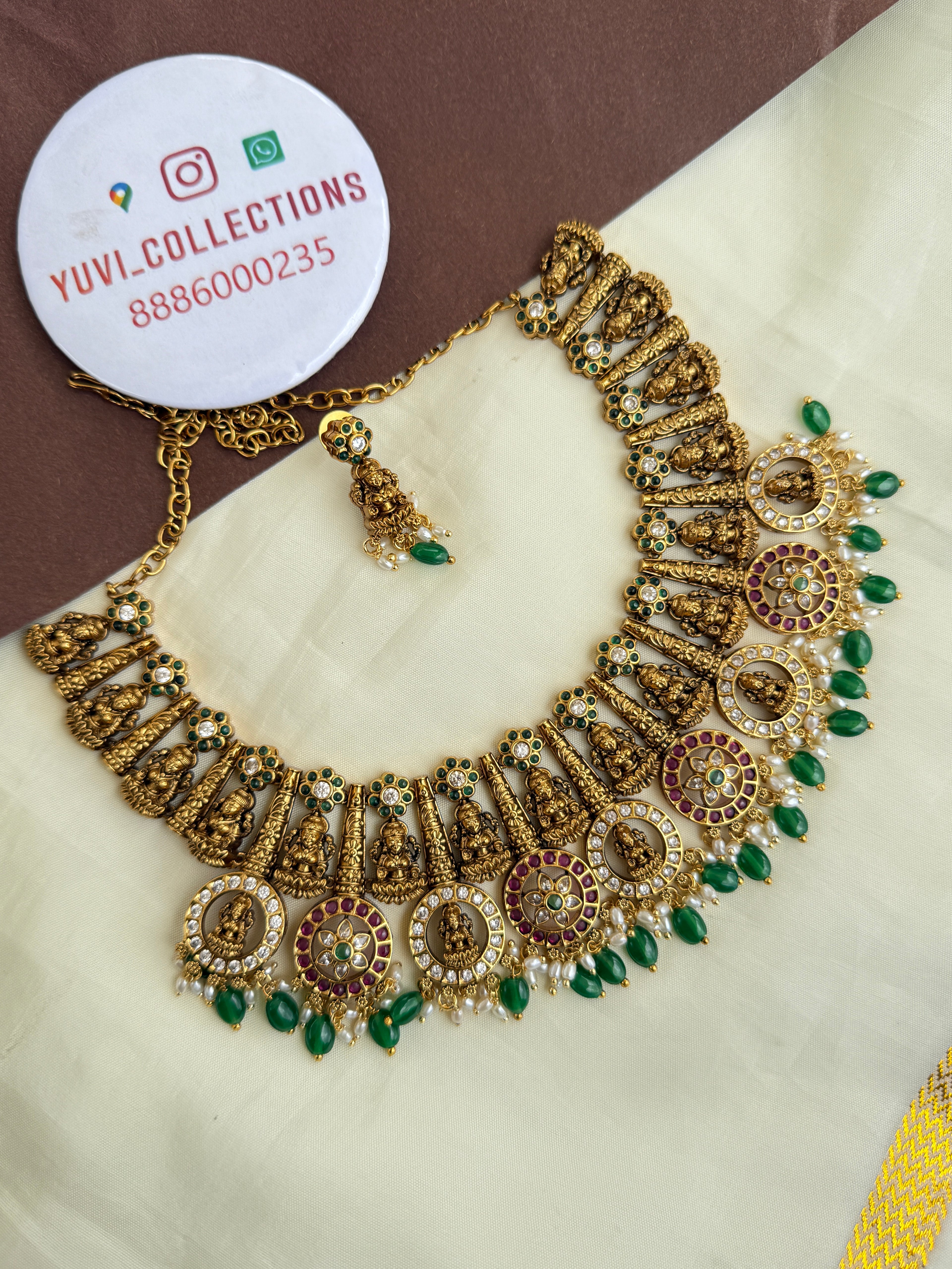 Ns319 bottumala Kemp uncuts Lakshmi Devi nakshi neckset