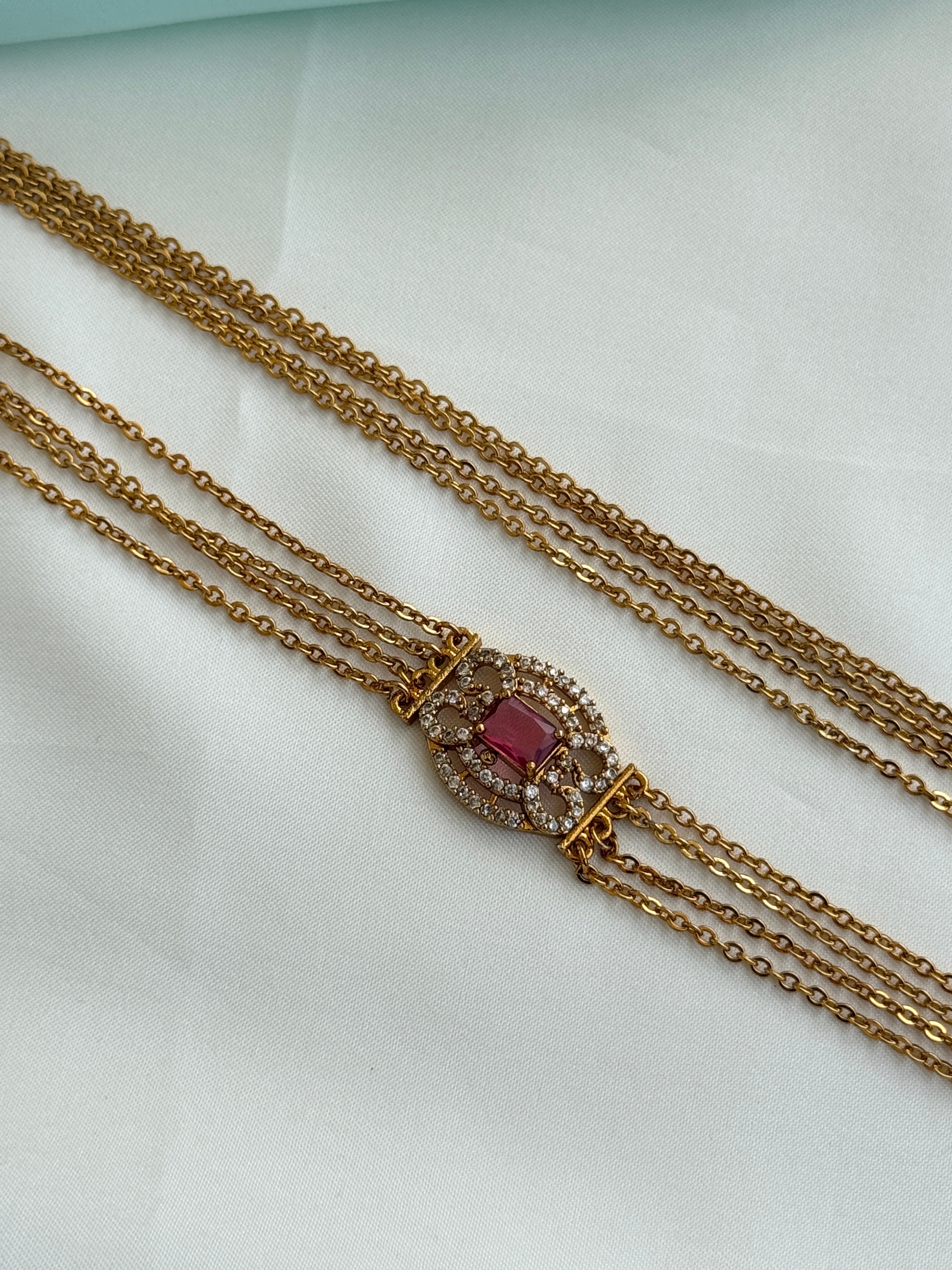 Ch5082 Chandraharam with side pendent layers in 25 inches