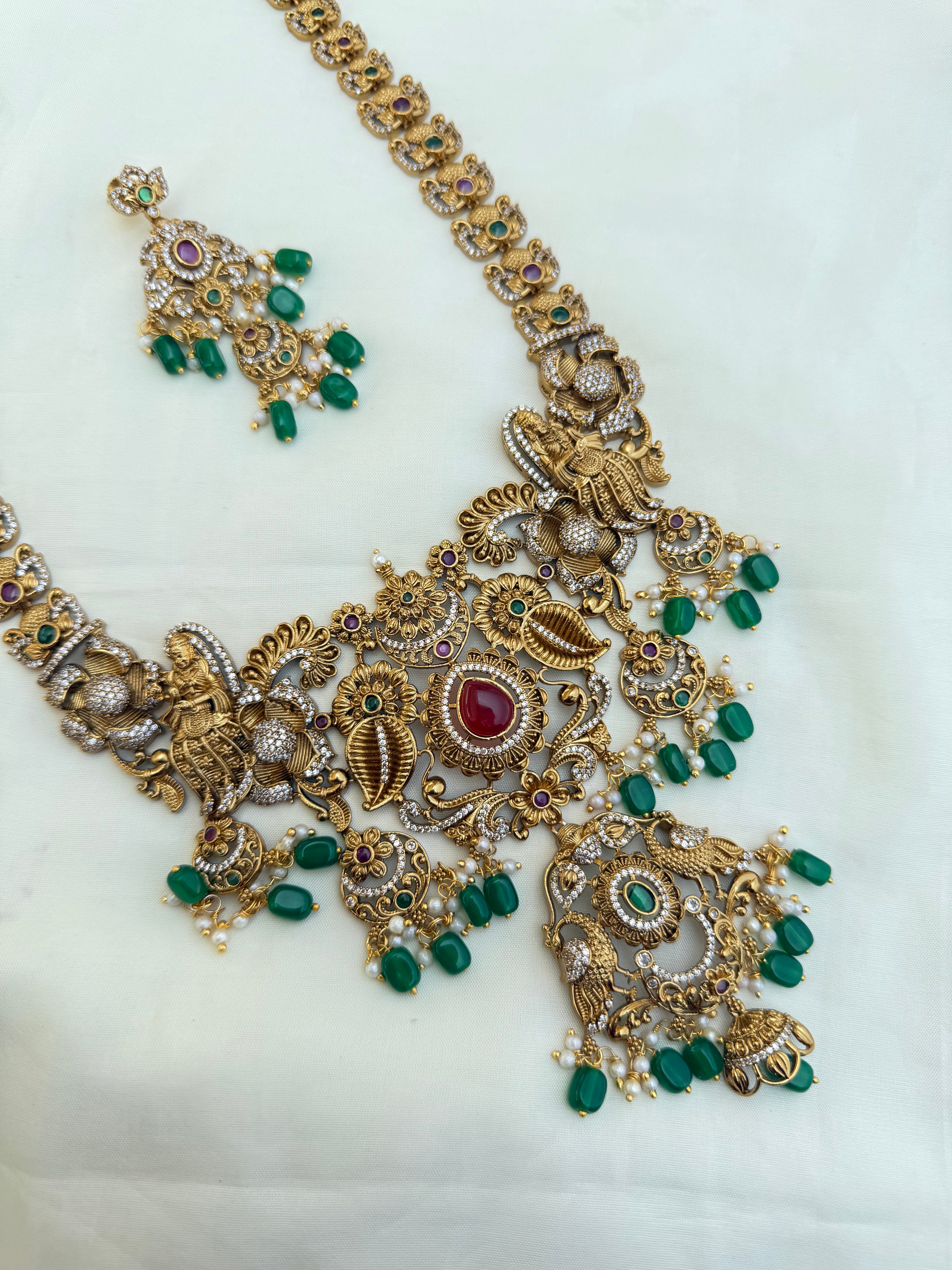Lh202 long heavy haram with green beads