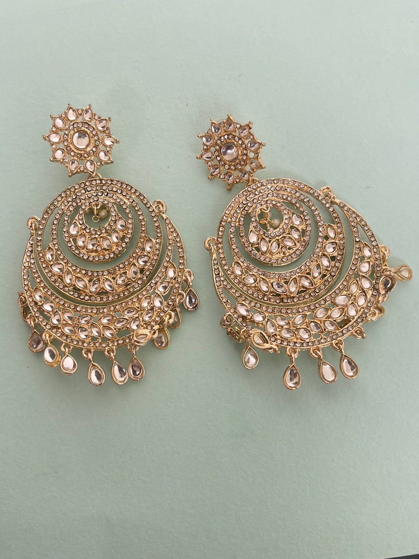 Heavy 3 layers chandbali earrings