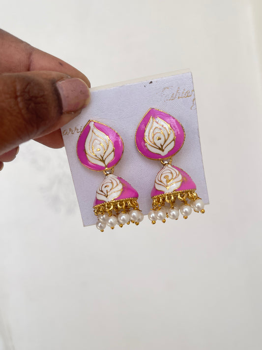 Light pink small Meenakari earrings