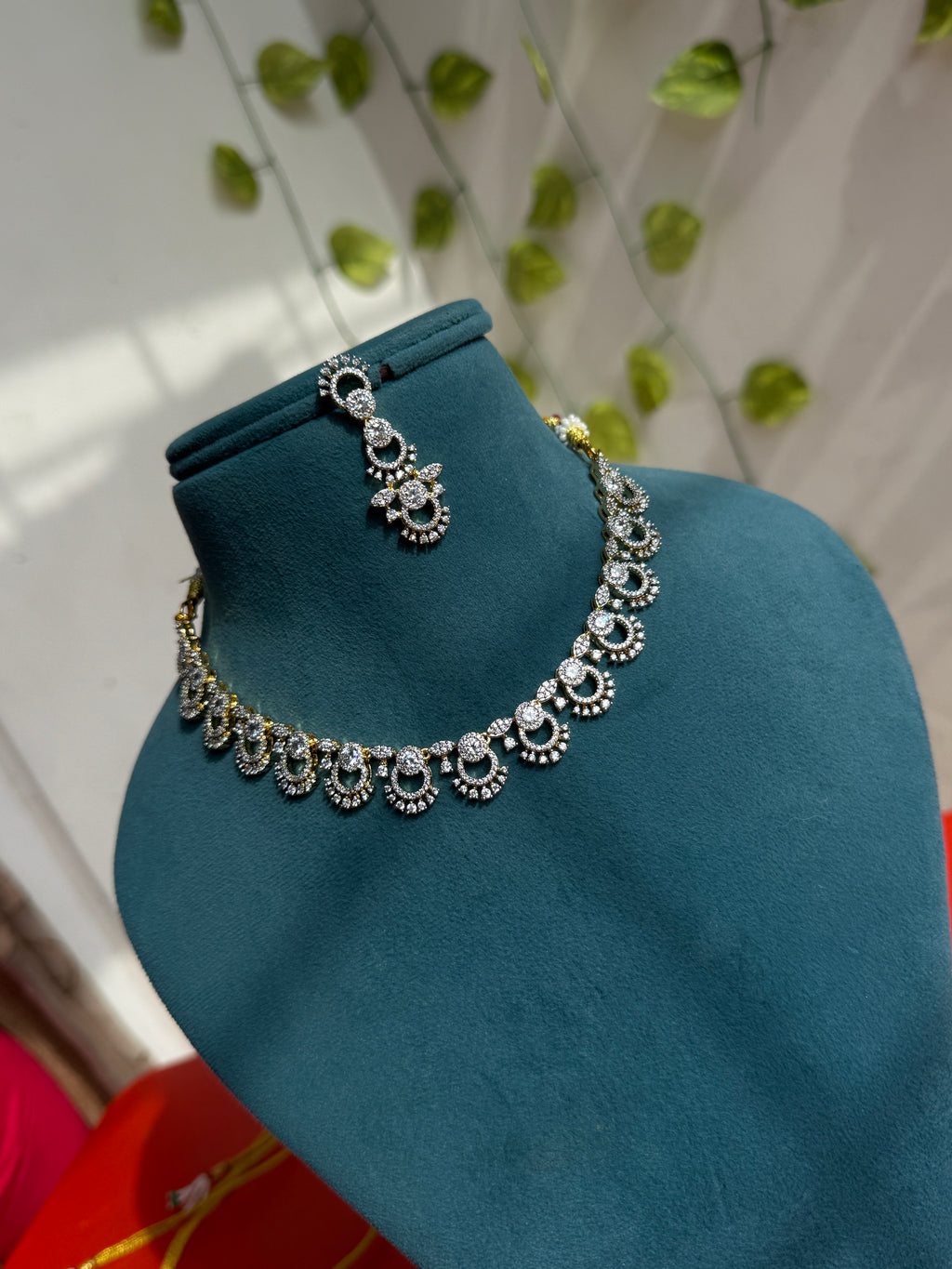 Crystal loop elegance choker neckset with earrings ns301