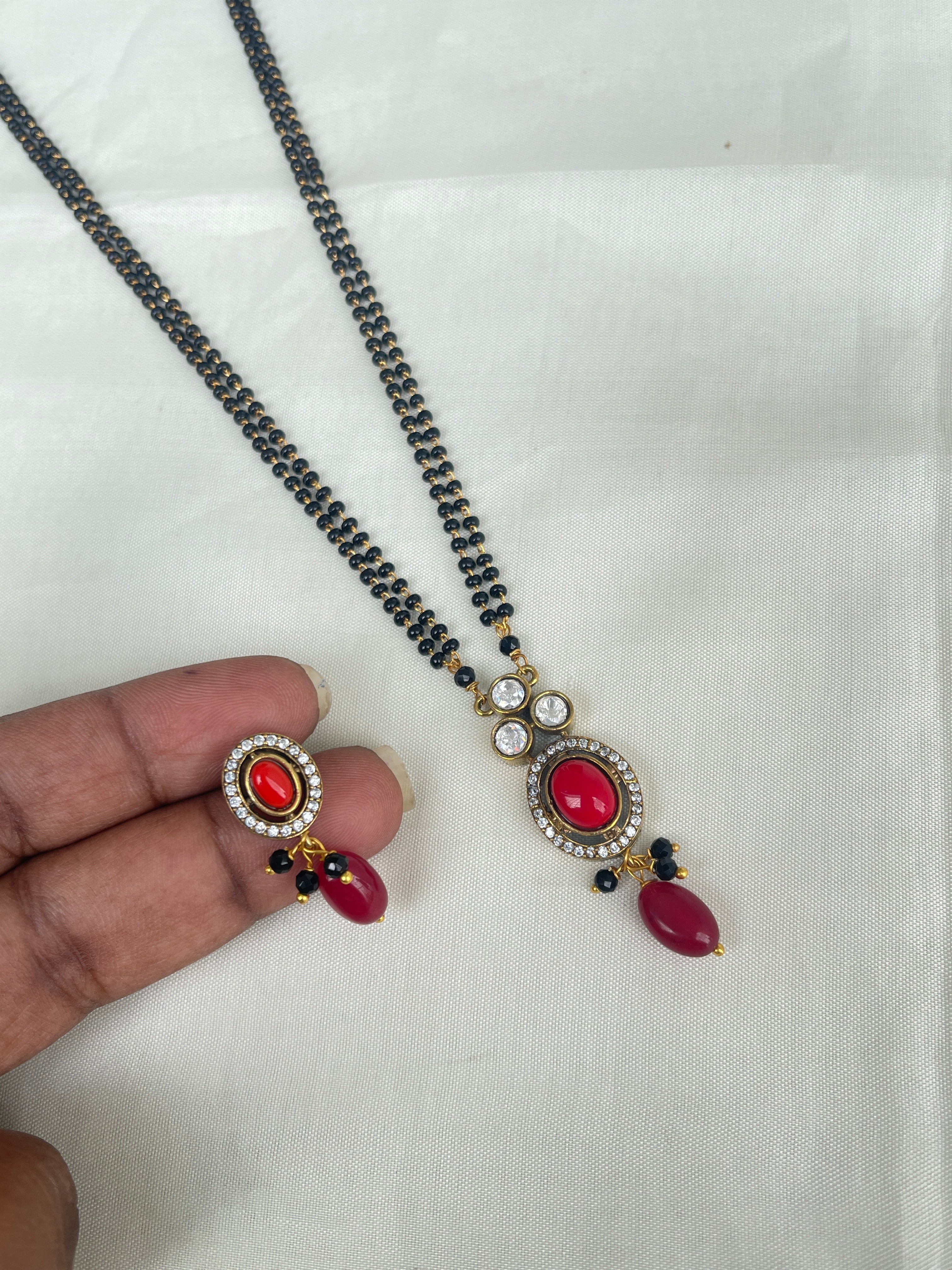 Allu Sneha Reddy inspired Kundan black beads with Earrings BB1614