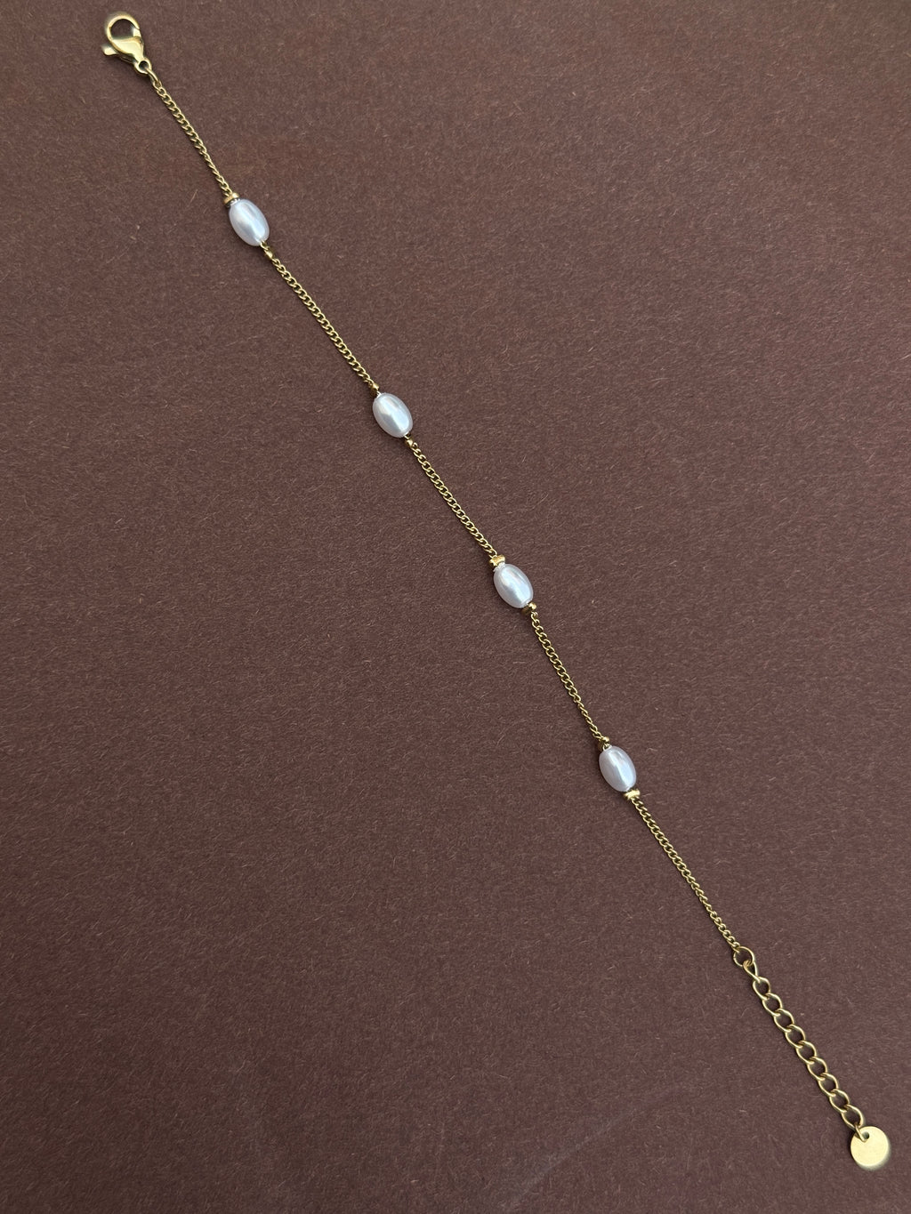 Ab559 anti tarnish pearl 8 inches chain bracelet