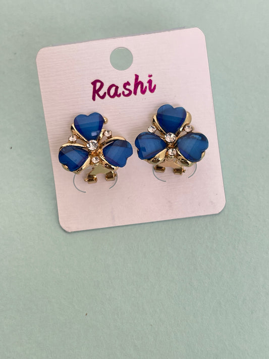 Blue 3 flower studs