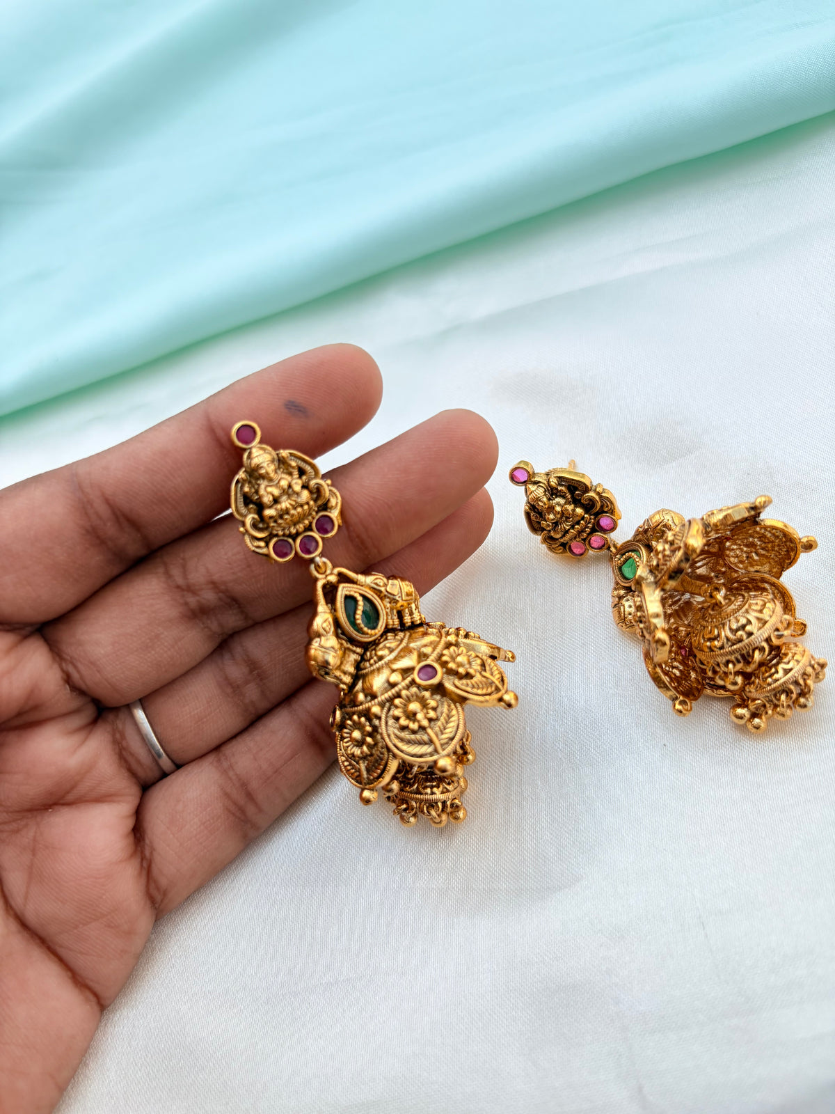Matt gold Lakshmidevi butta earrings Er956