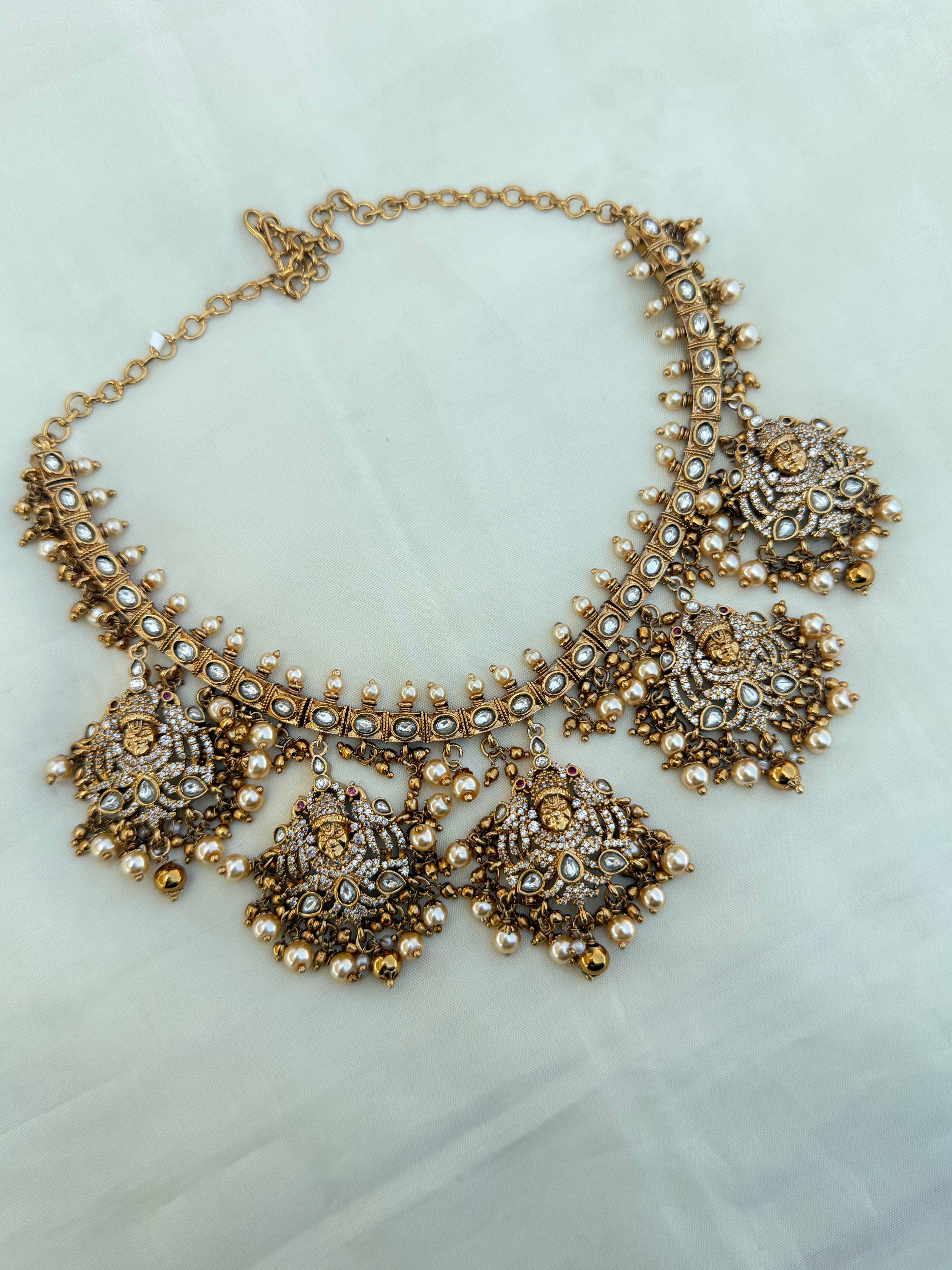 Ns3000 lord venkateshwara heavy uncut kundan neckset