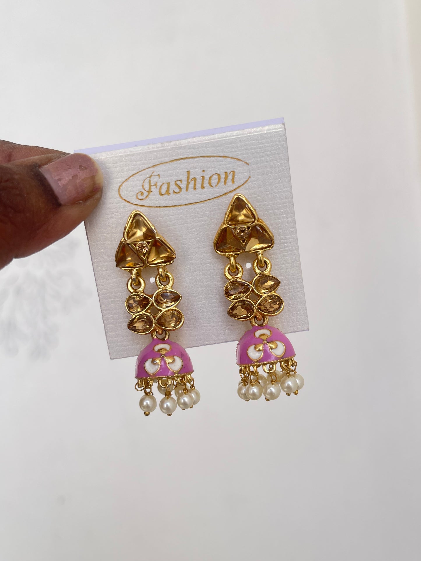 Triangle butta small Meenakari earrings