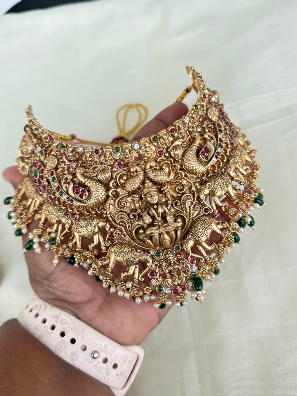 Ch008 heavy Lakshmi Devi choker with earrings
