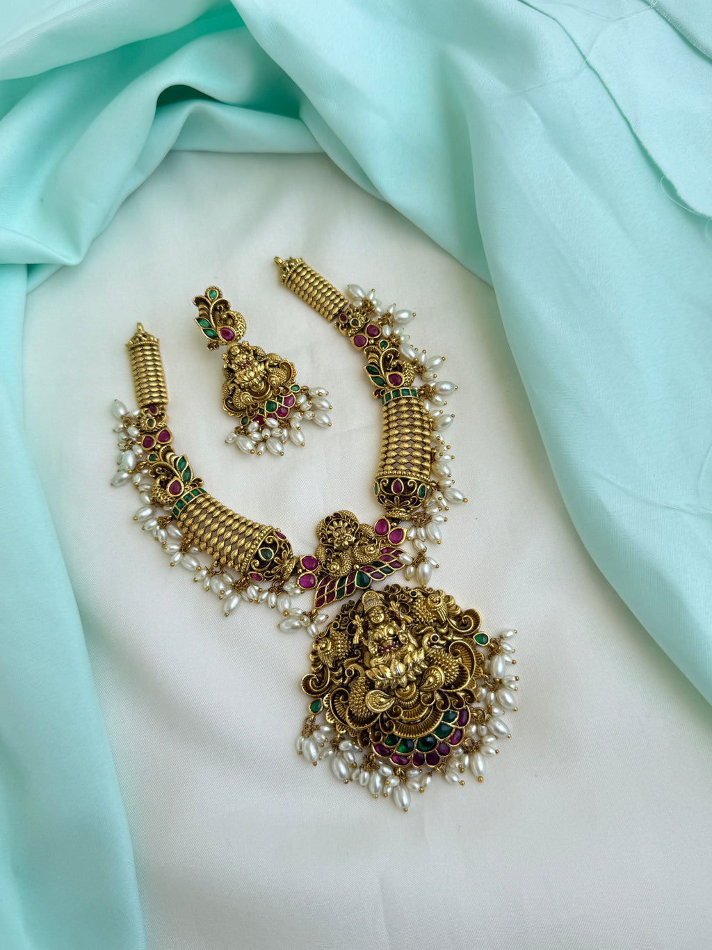 NS0051 rice pearl nakshi Lakshmi Devi Neckset