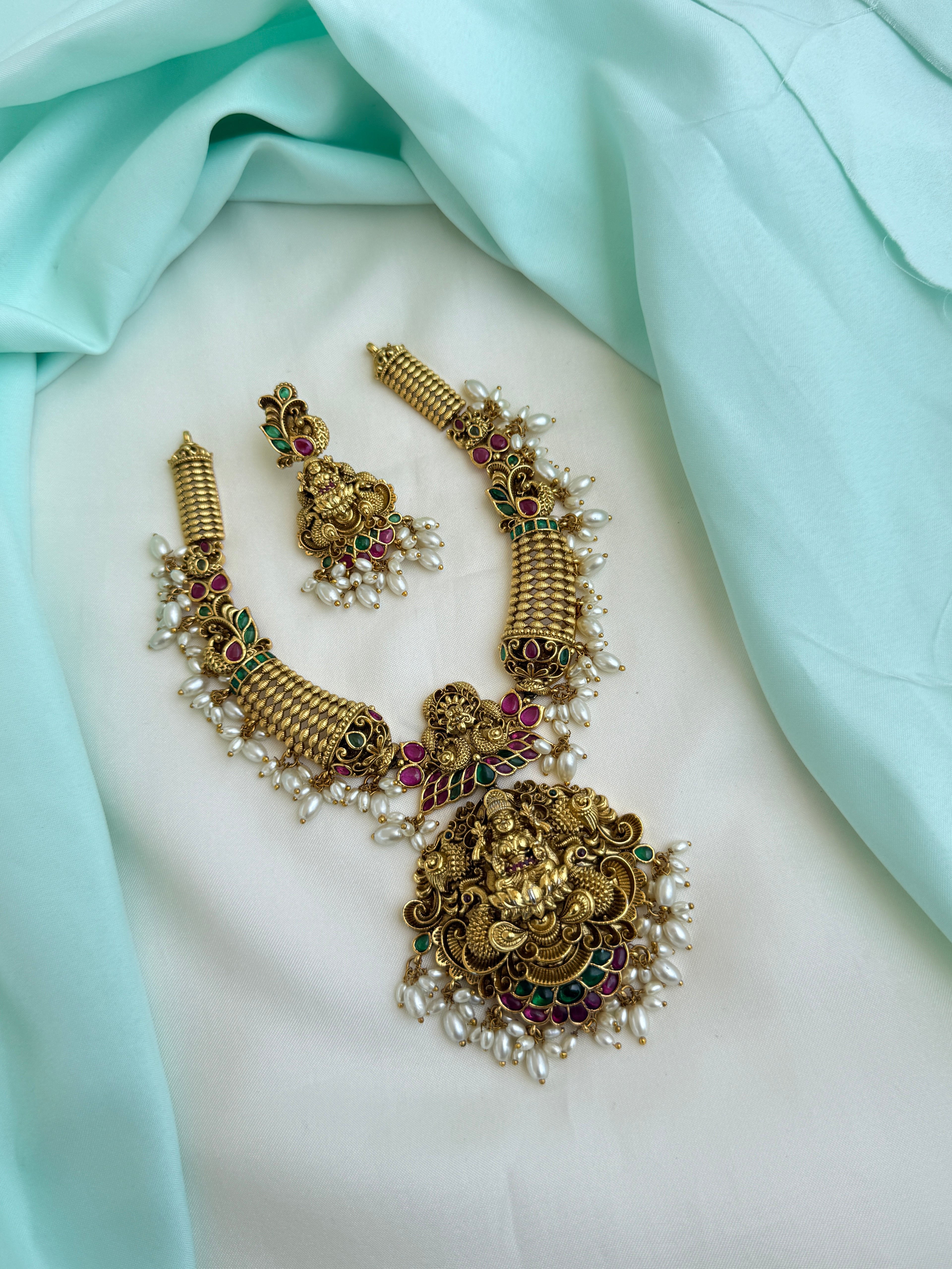 Ns0051 rice pearl nakshi Lakshmi Devi Neckset