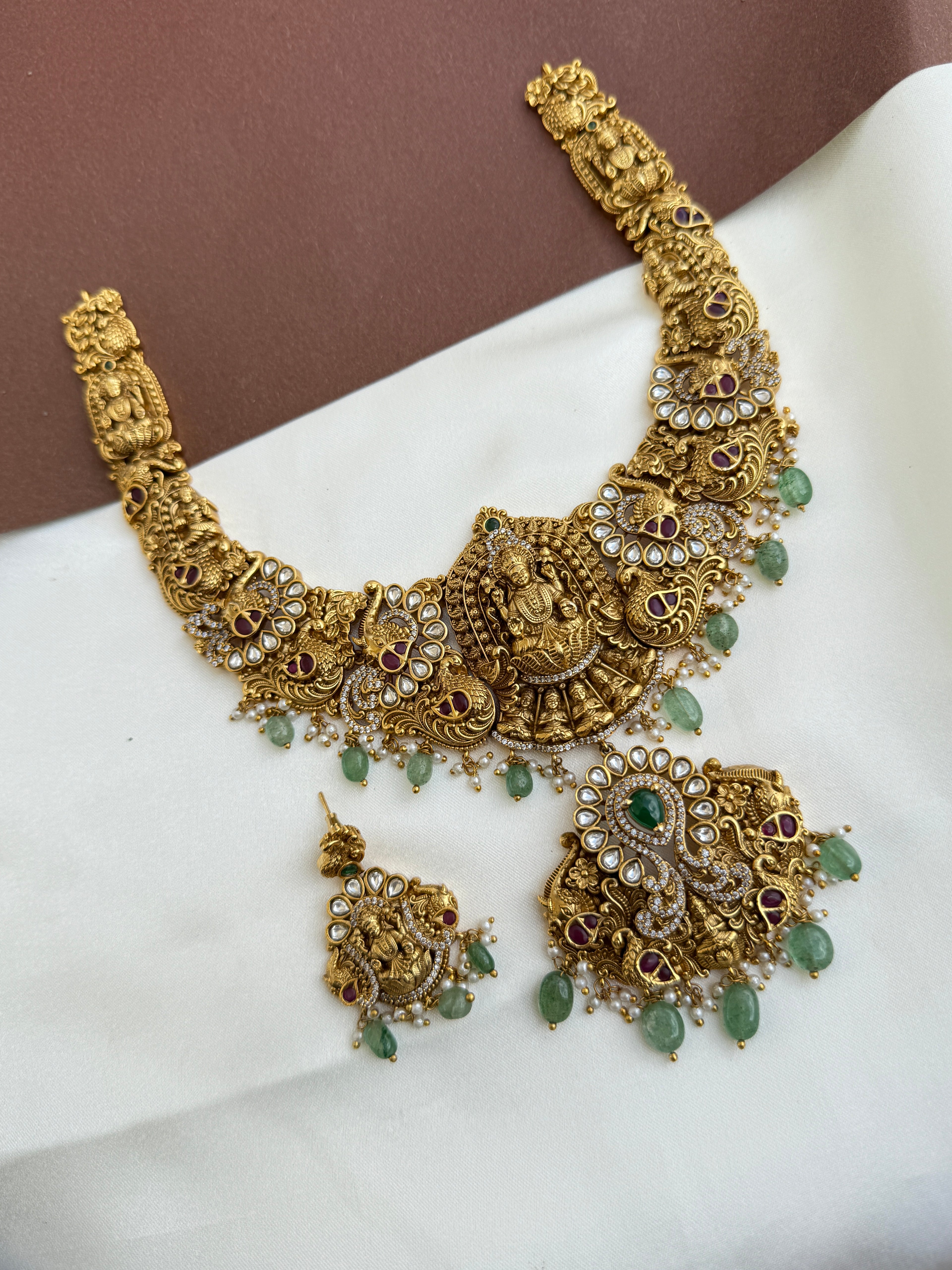 Ns354 uncuts cz nakshi lakshmi Devi neckset
