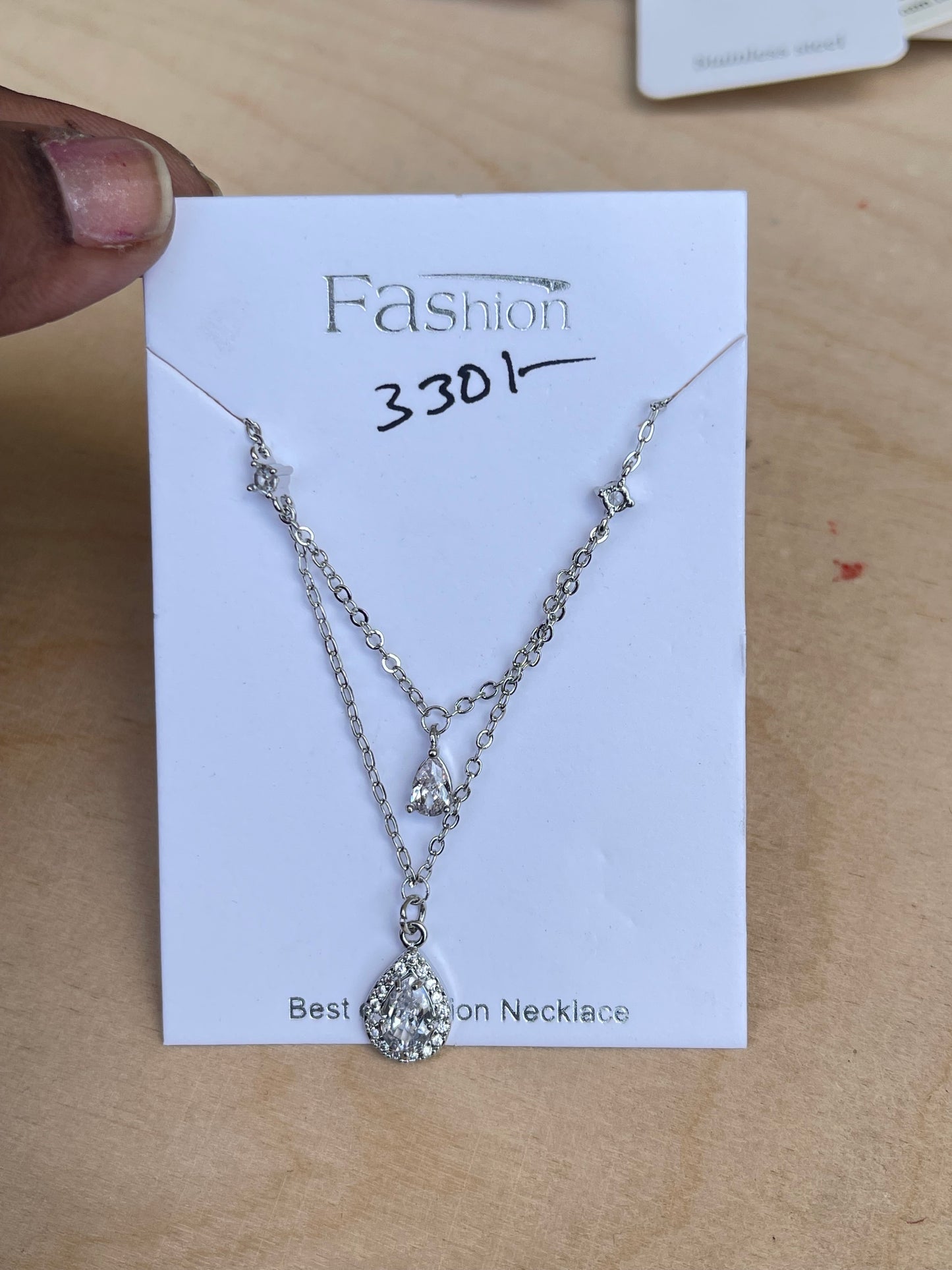 2 layers drop silver daily wear chain