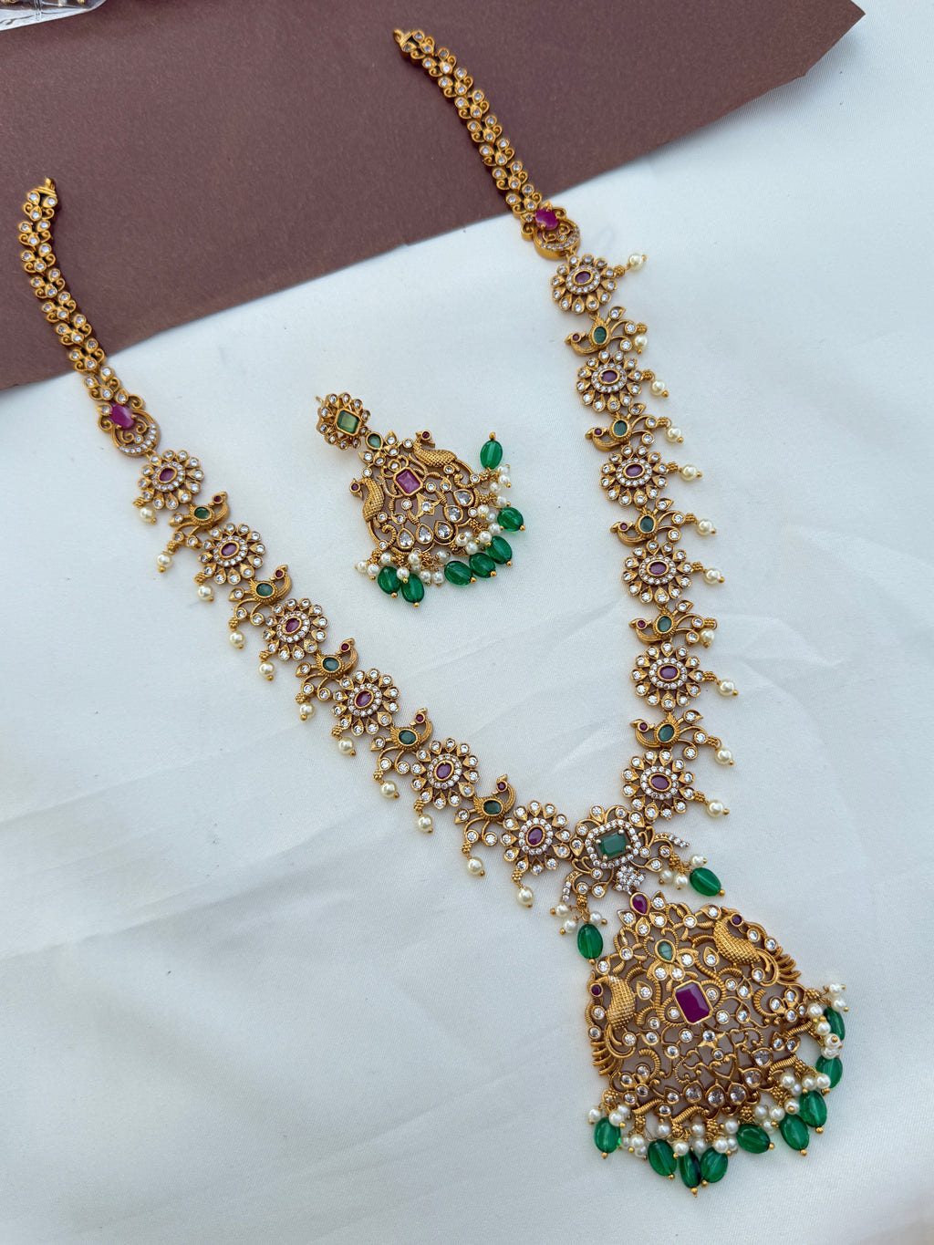 Lh590 multi cz long haram with earrings
