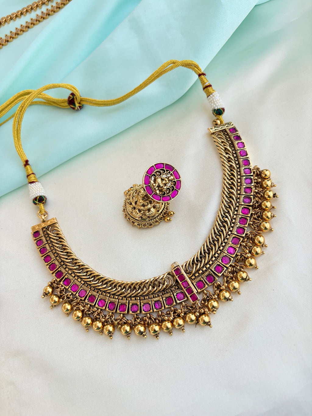 2 in 1 Removable pendent with Jadau Kundan jalebi Neckset with Earrings Ns224