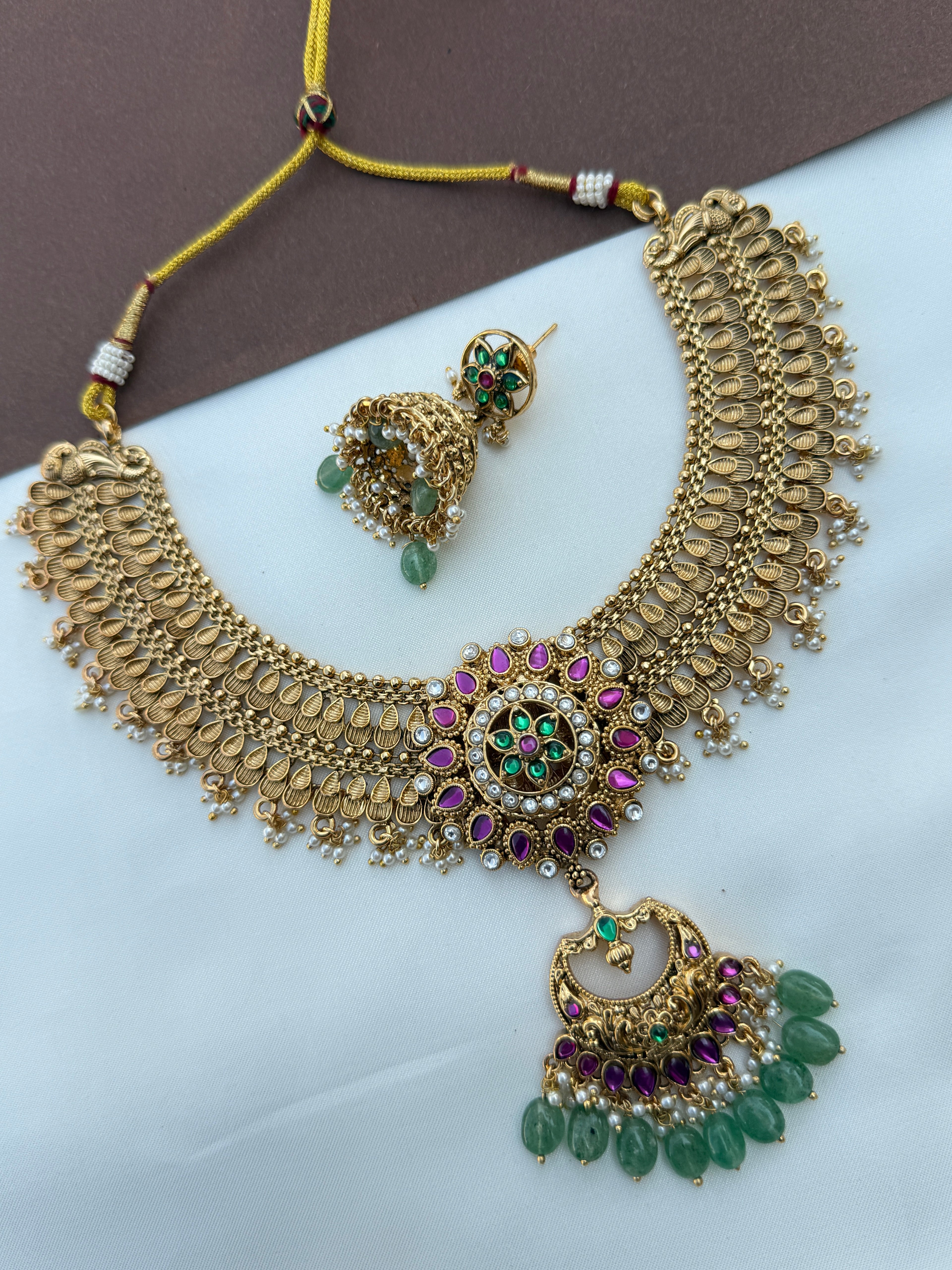 Ns647 nakshi jadau kundan  neckset without idol